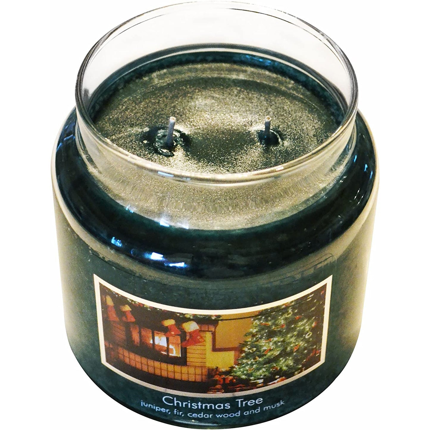 Christmas Tree 26 oz Glass Jar Large Scented Candle - Green