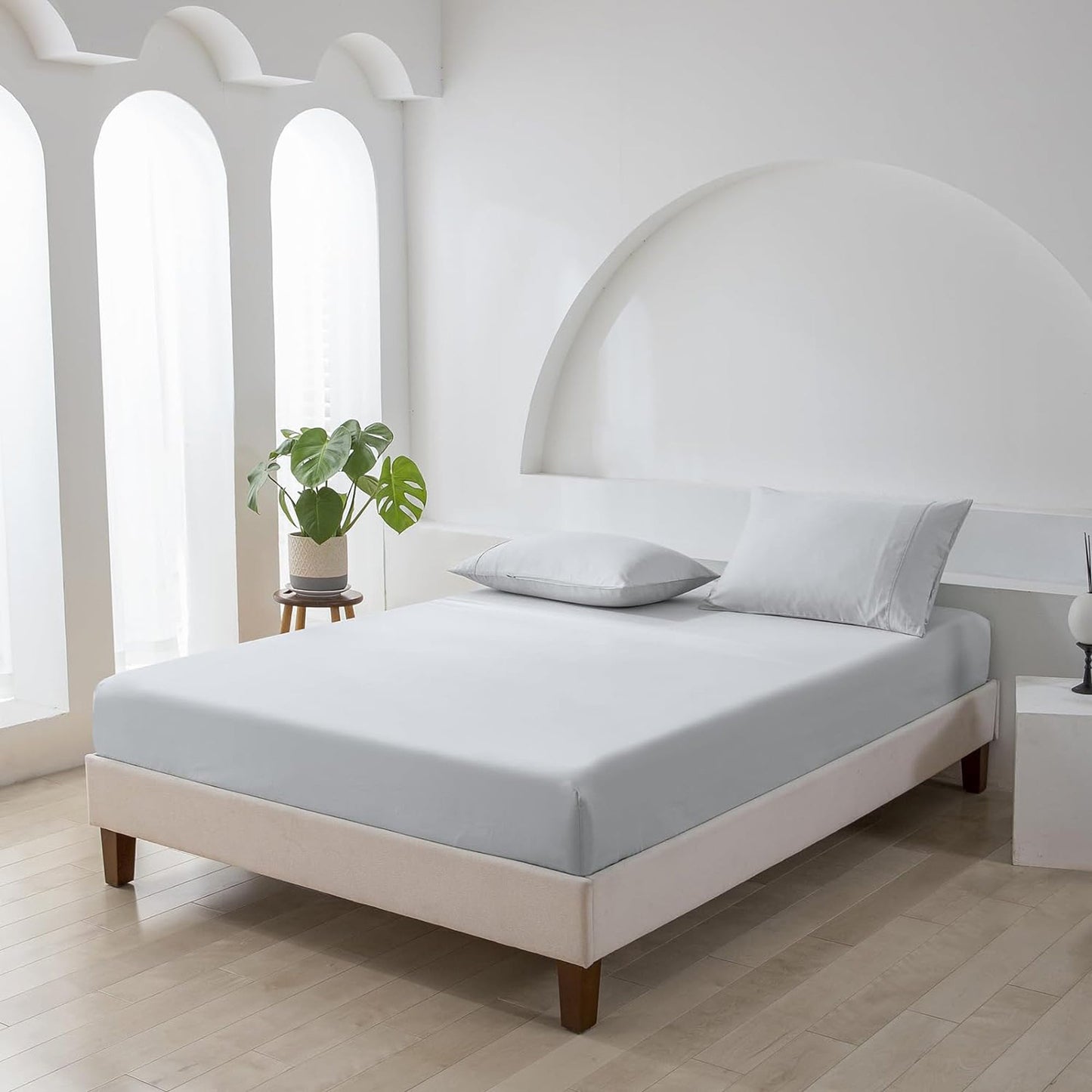 500TC Soft and Luxurious 100% Cool Breathable Cotton Bed Sateen Set - Silver