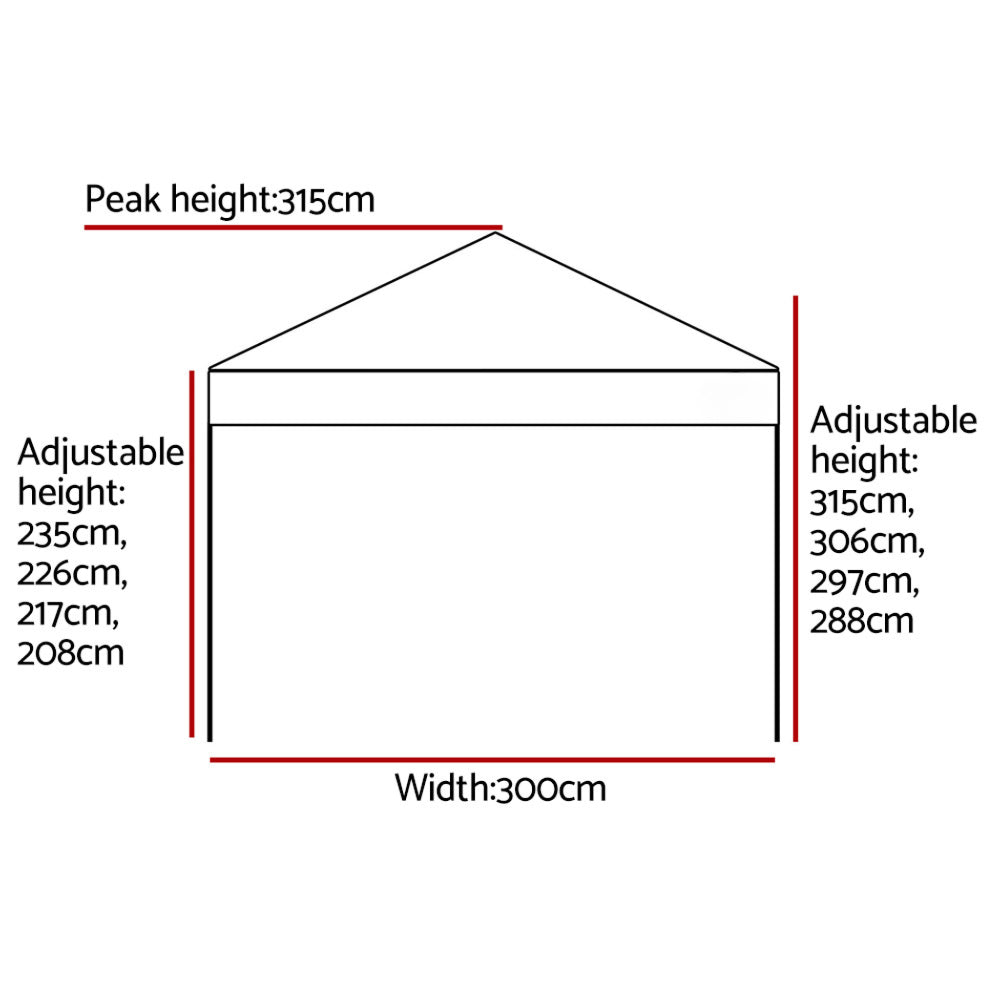 Gazebo Pop Up Marquee Outdoor Wedding Tent Kit White - 3x3m
