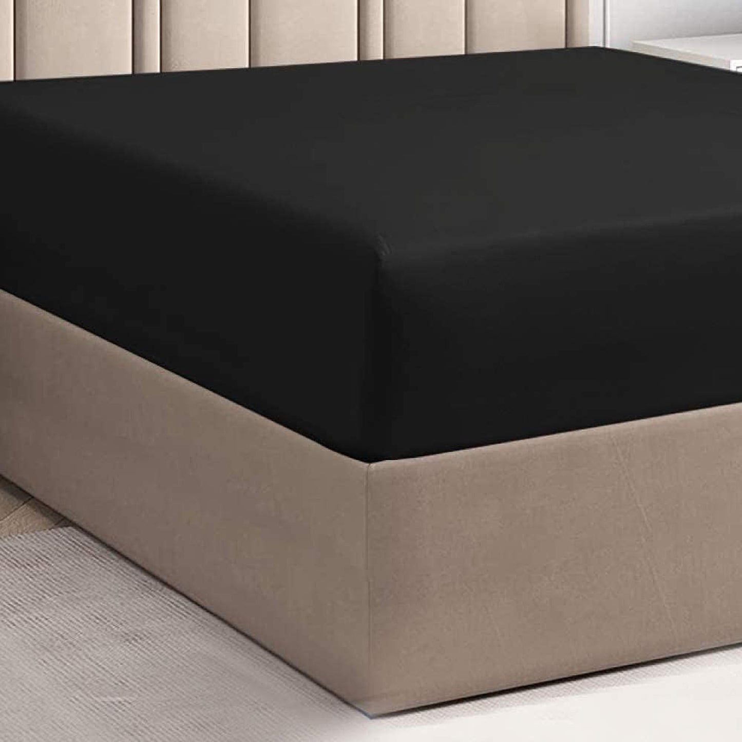 1000 TC Long Staple Combed  100% Natural Cotton Fitted Sheet - Black