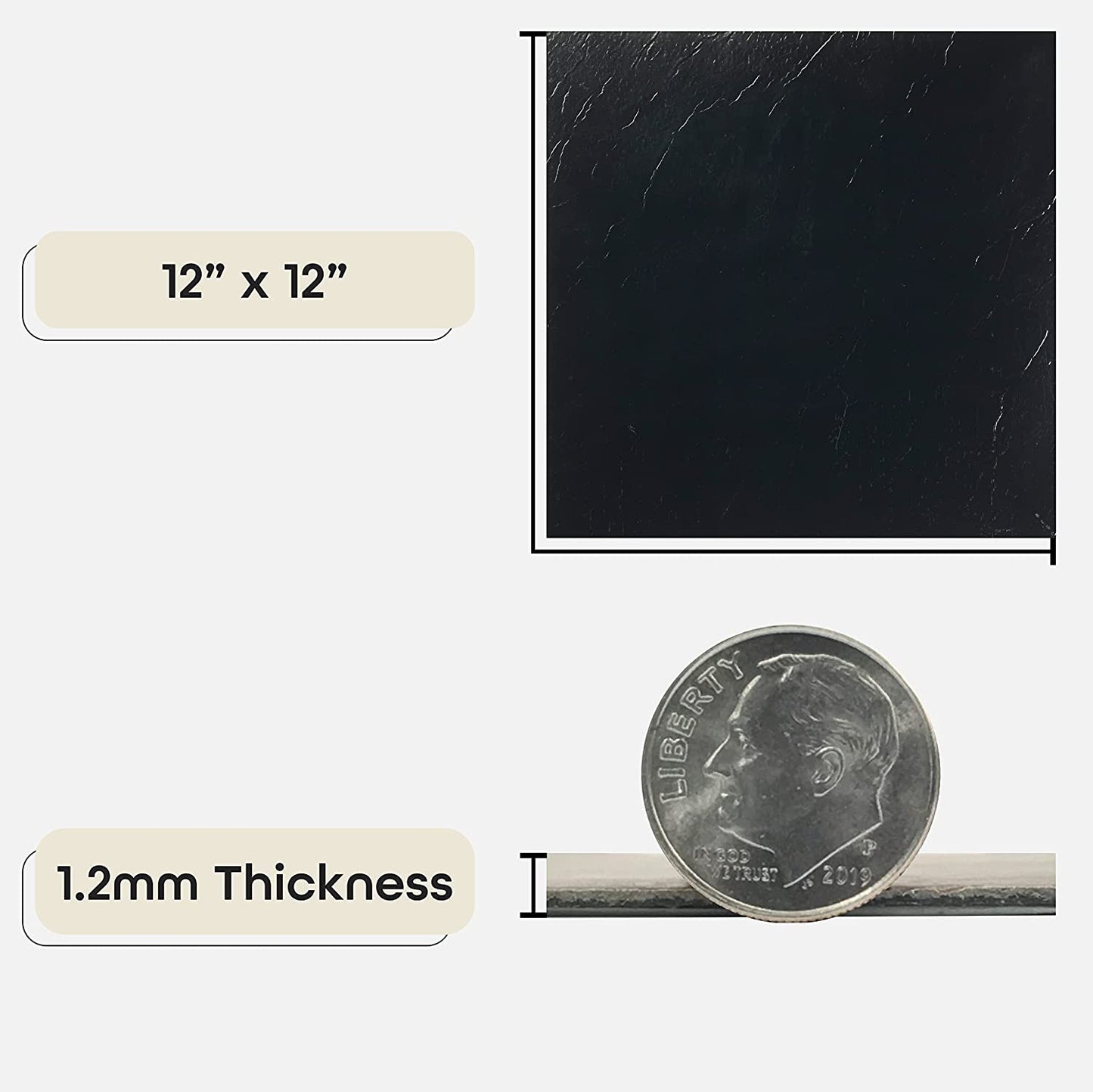 Highly Durable Peel and Stick Vinyl Tile 20 Pcs 12 Inch - Solid Black