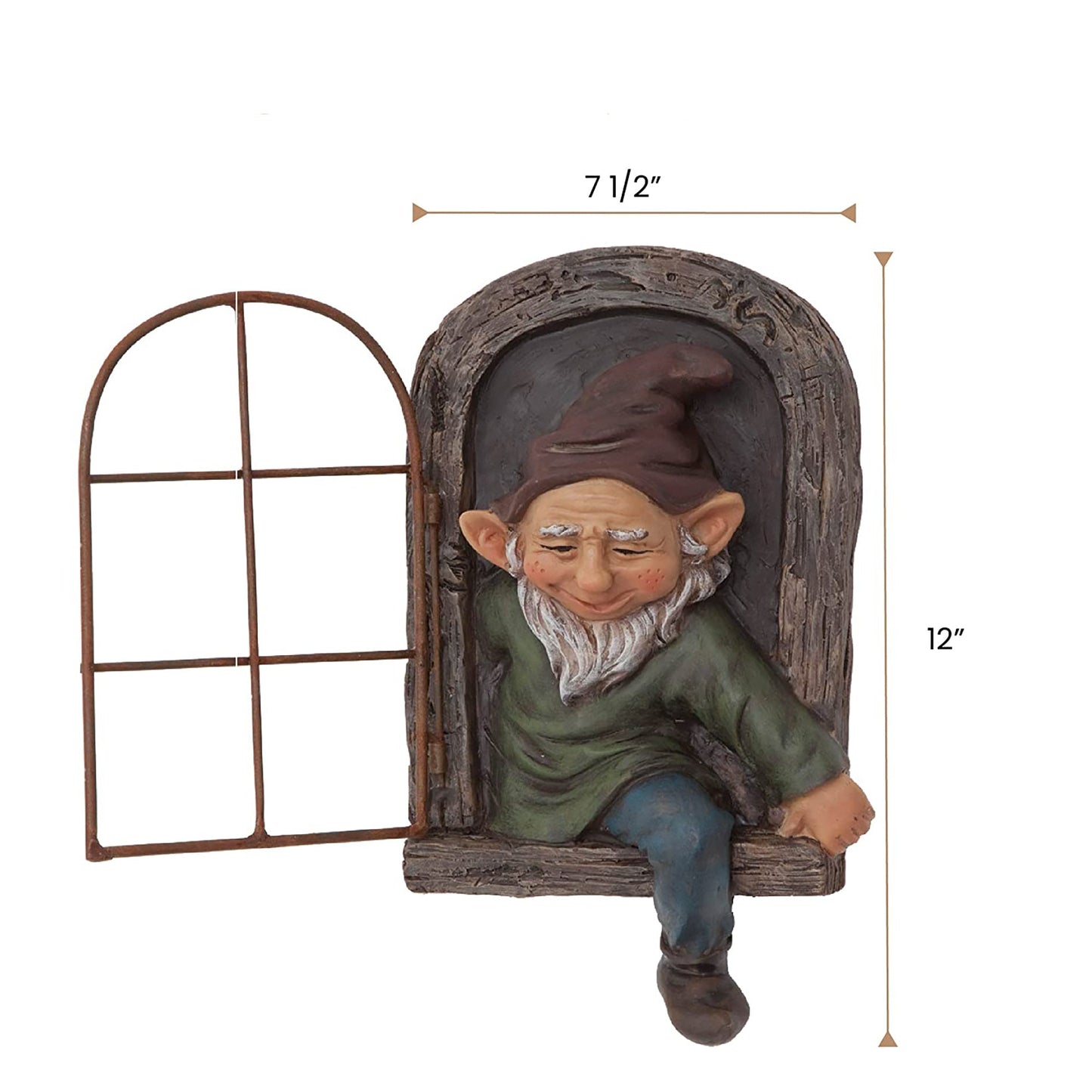 Whimsical Tree Sculpture Elf Out The Door Tree Hugger Yard and Garden Decoration - 12 Inches