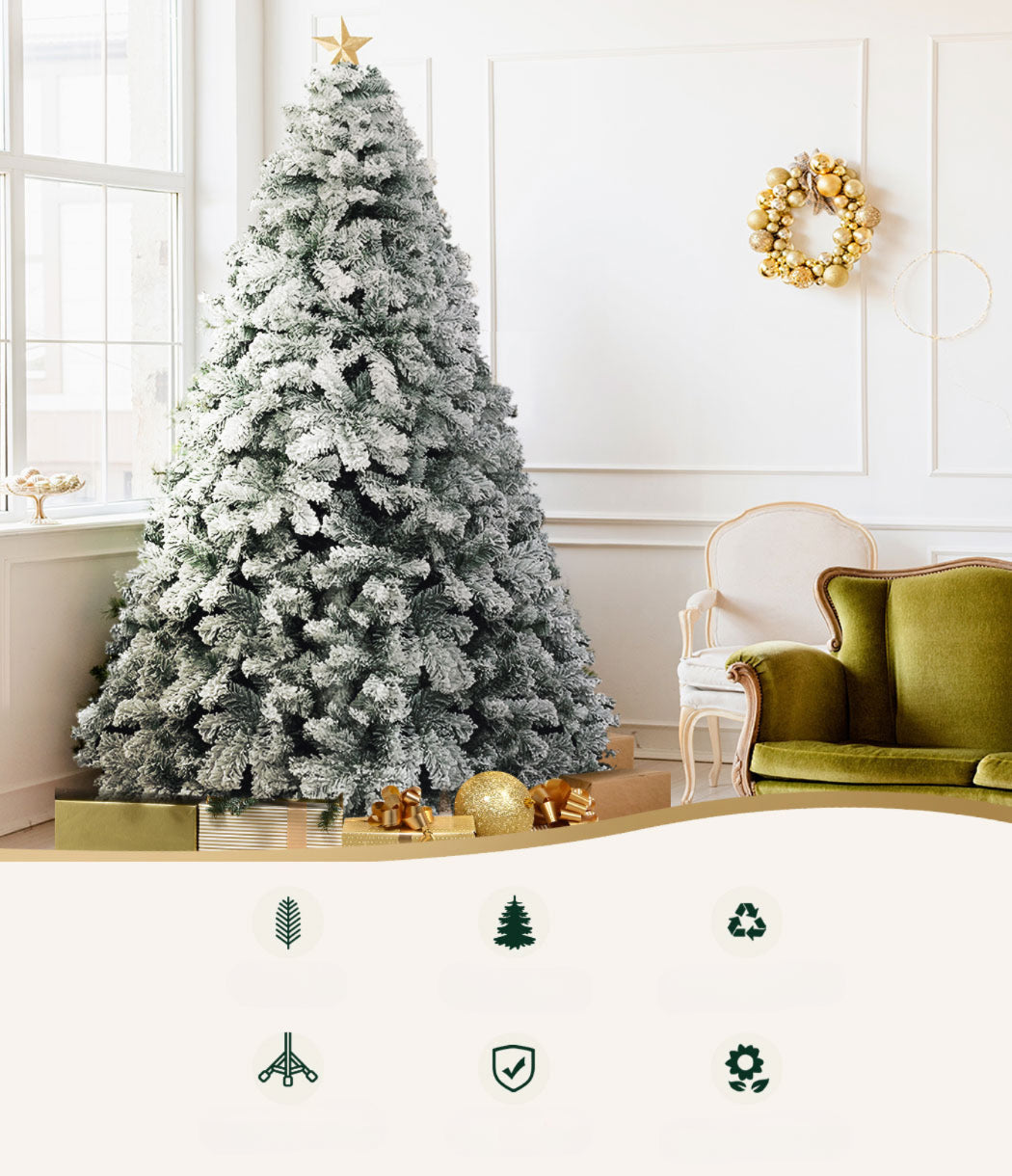Christmas Tree Xmas Decorations Snowy 758 Tips - 1.8m