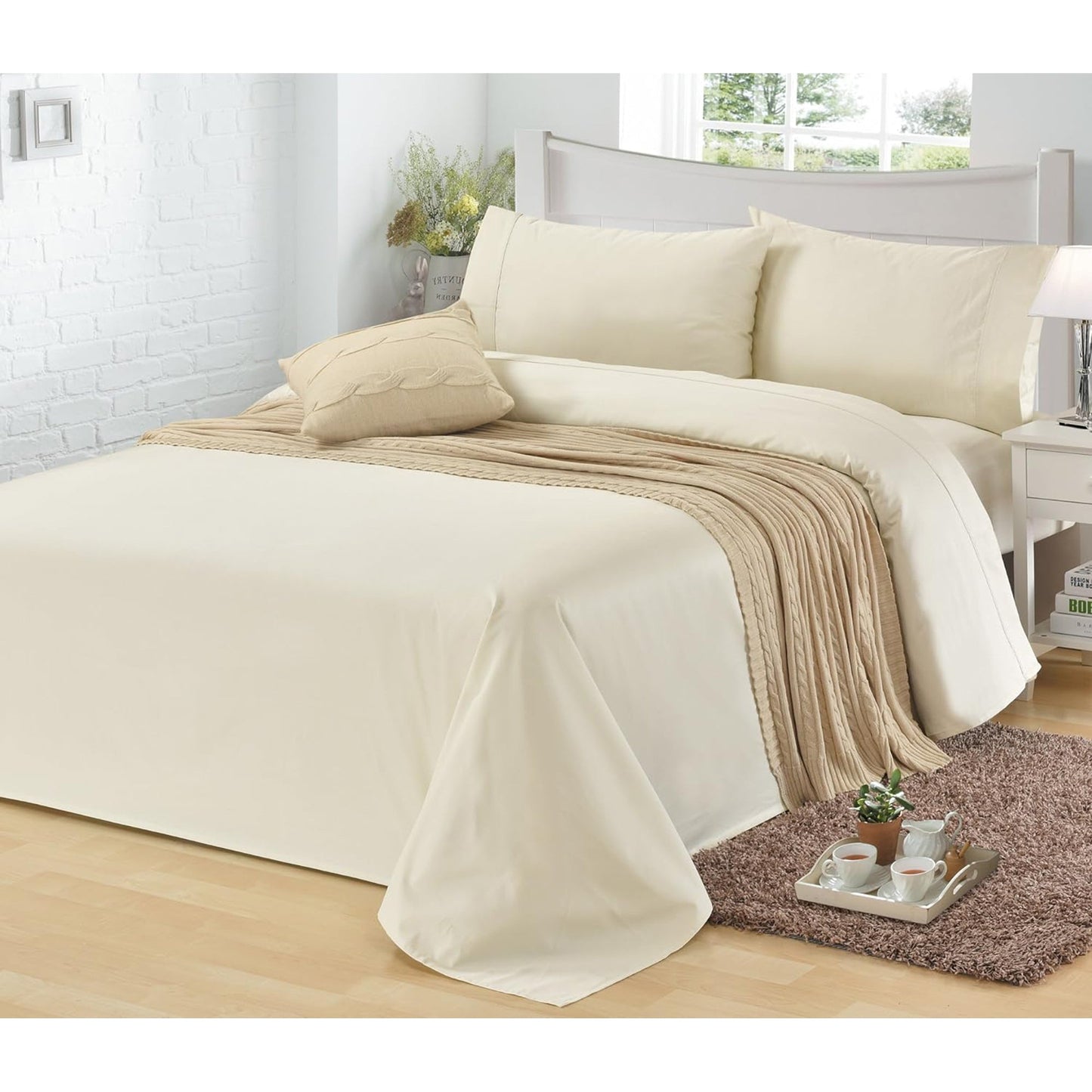 1200TC Egyptian Cotton Luxury Deep Pocket Bed Sheet Set - Ivory