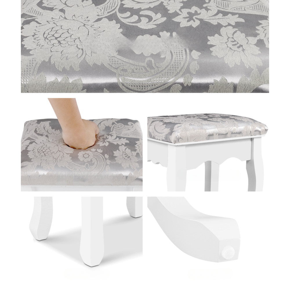 Dressing Table Stool Bedroom White Make Up Chair Fabric Furniture