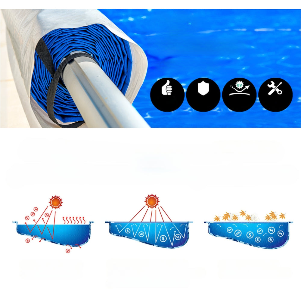 Swimming Pool Cover with Roller Wheel Solar Blanket Adjustable 10 X 4m