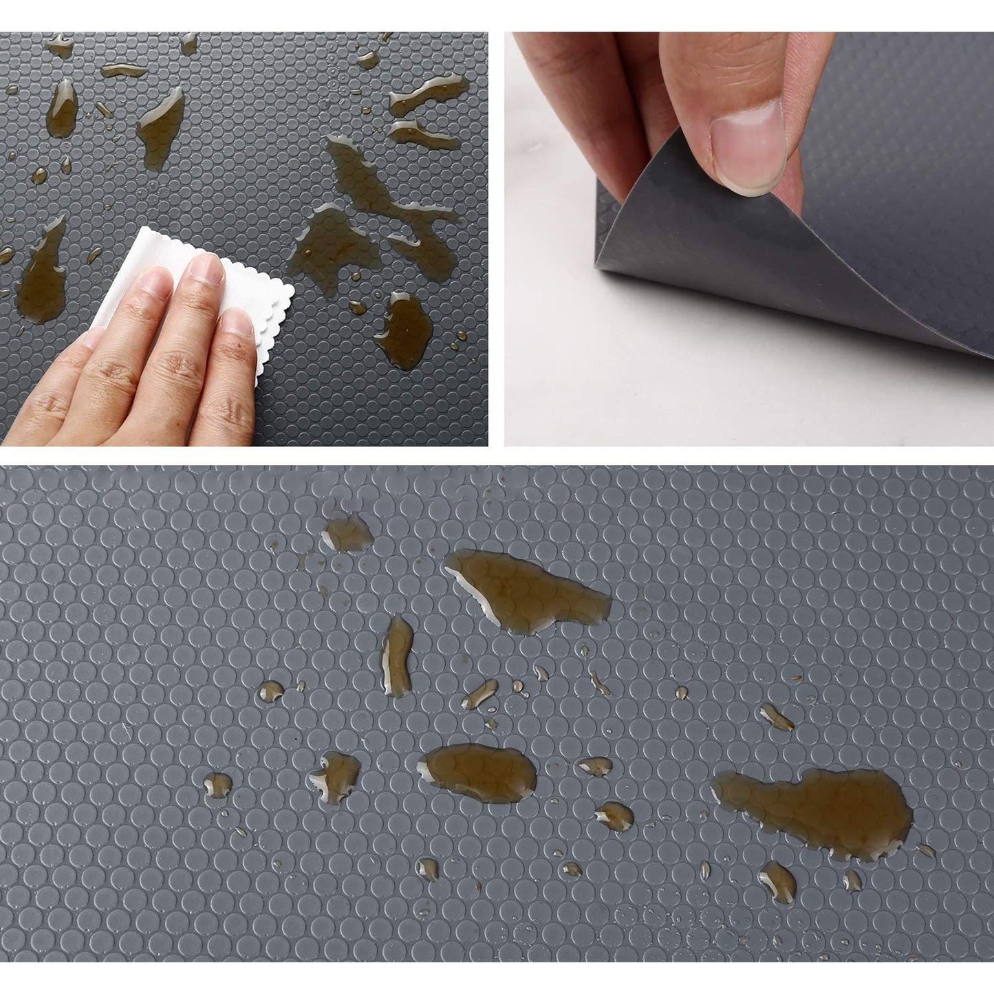 Non Adhesive EVA Material Shelf Liner Kitchen Drawer Mats 30x150cm - Grey