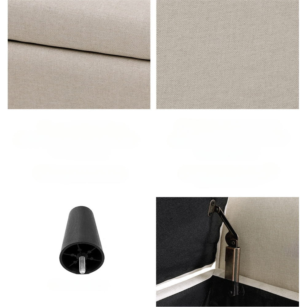 Storage Ottoman Blanket Box Linen Fabric Arm Foot Stool Couch Chest Large