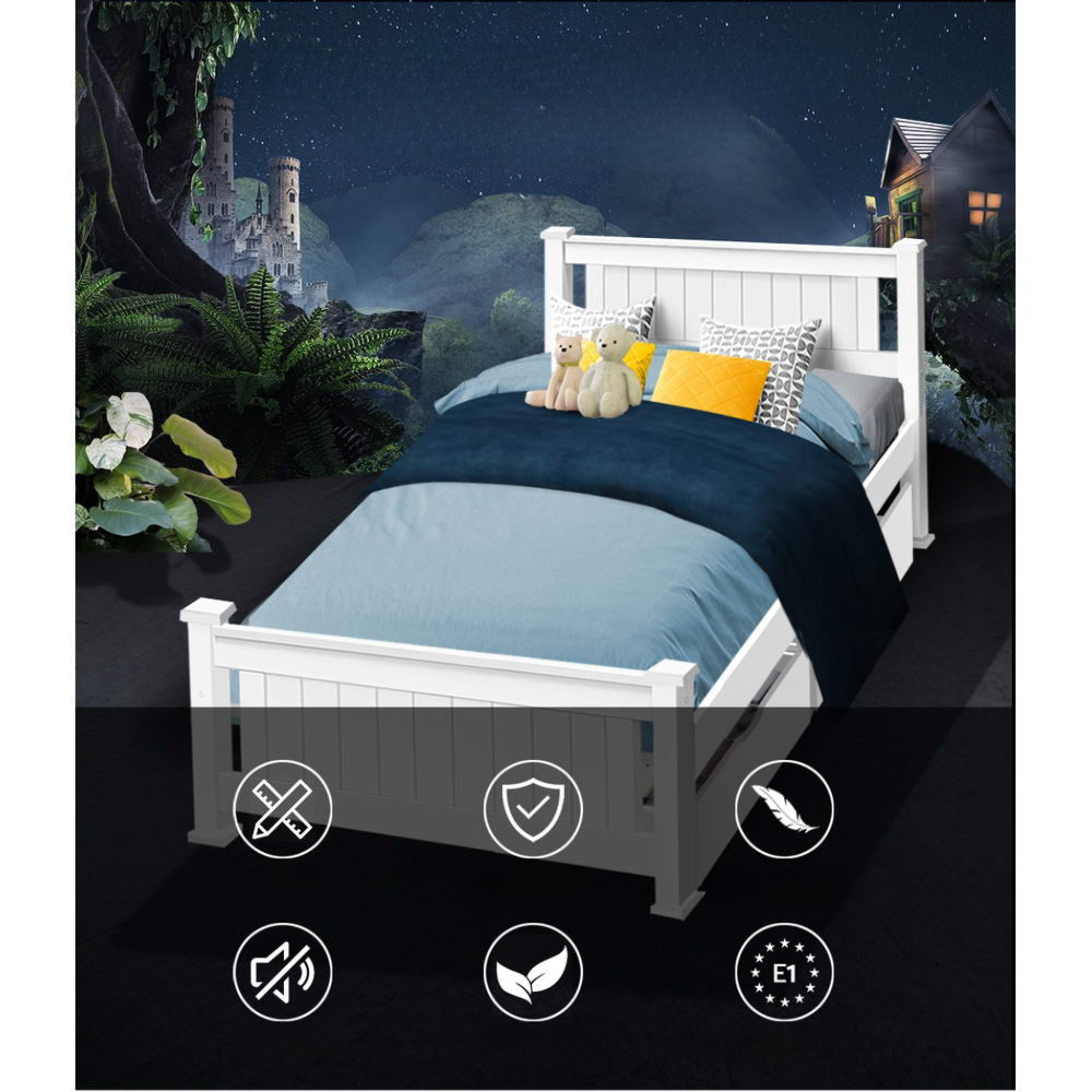 Wooden Bed Frame Timber Single Size Kids Adults Storage Drawers Base