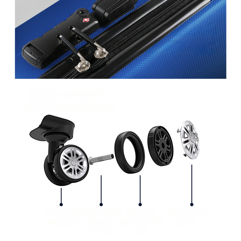 2pc Luggage Travel Sets Suitcase Trolley Lock Bonus Blue
