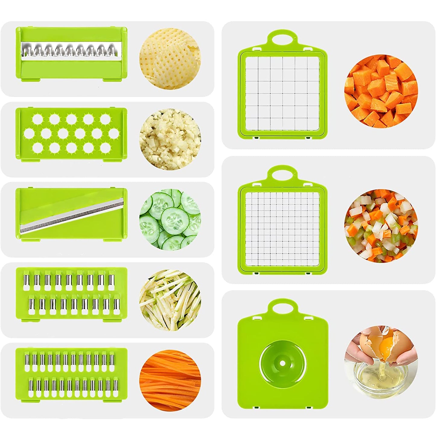 Multifunctional 13 in 1 Vegetable Slicer Grater Chopper - Green and Grey