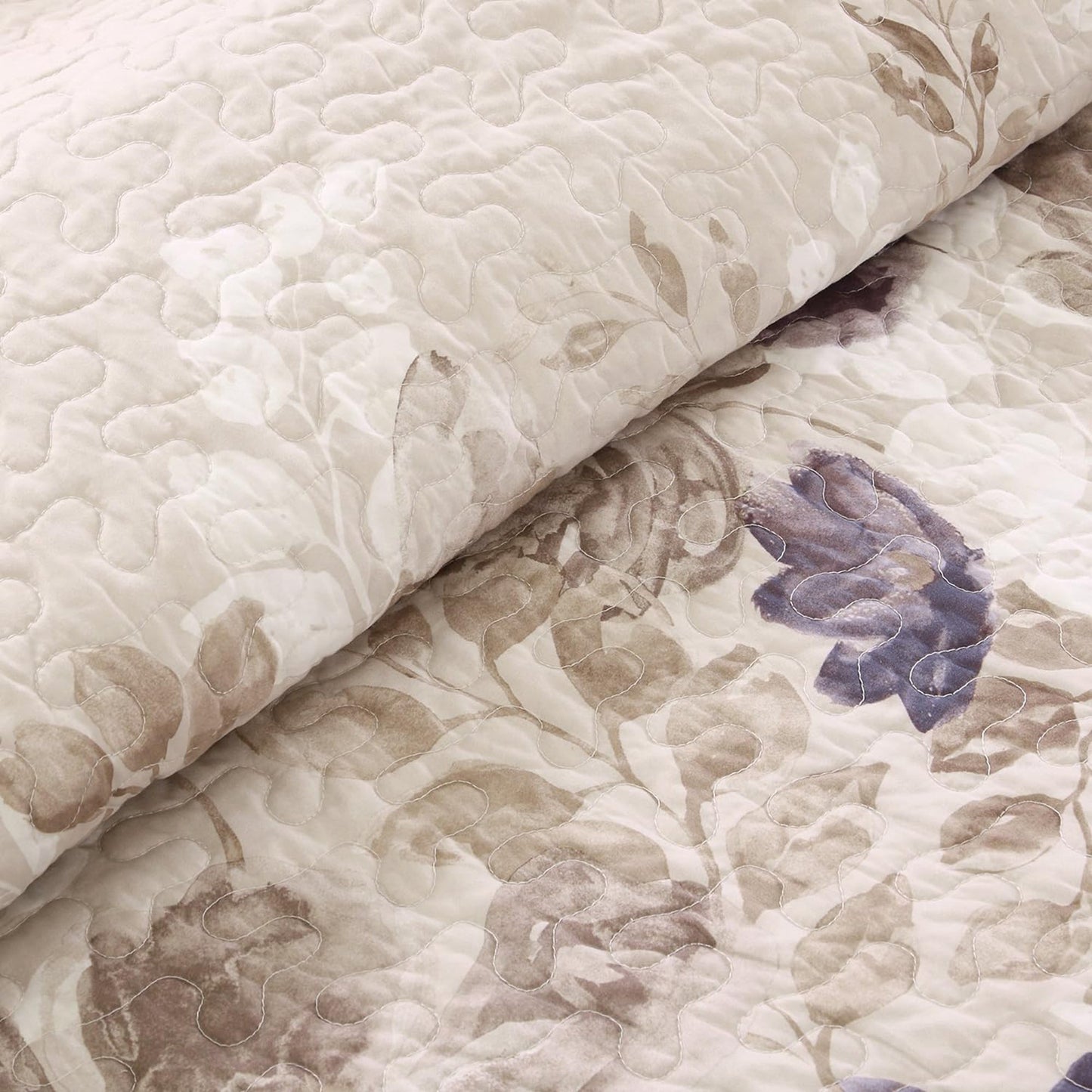 Lightweight Breathable Bedspread Coverlet Set - Floral Taupe