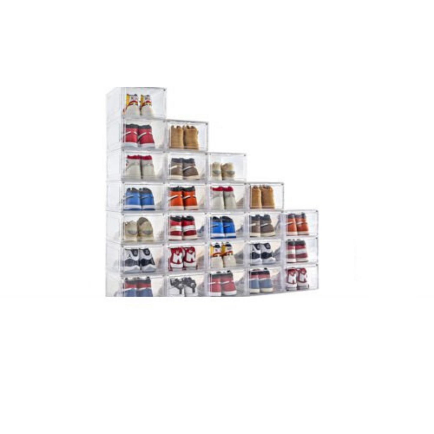 Transparent Premium Stackable Shoe Box Sneaker Display Storage Case with Magnetic Door