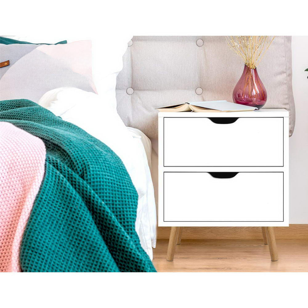Bedside Tables Drawers Side Table Nightstand White Storage Cabinet Wood