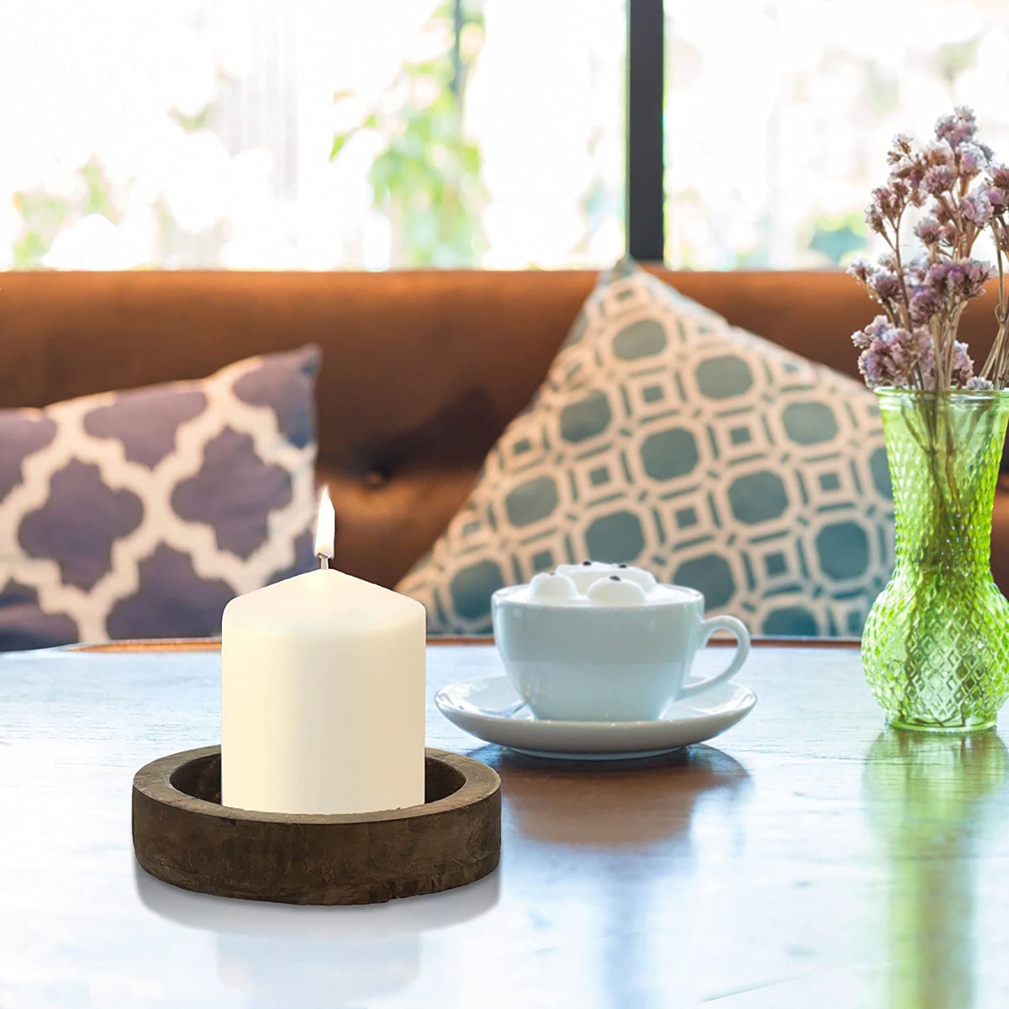 35 Hour Long Burning Unscented Smoke Free Pillar Candles 3x4 Inch - Ivory