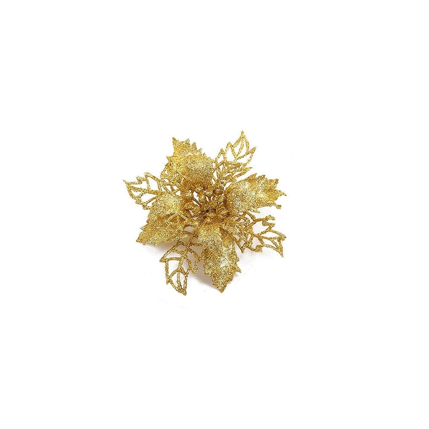 10pcs Christmas Poinsettia Glitter Flower Decorations Xmas Tree Hanging