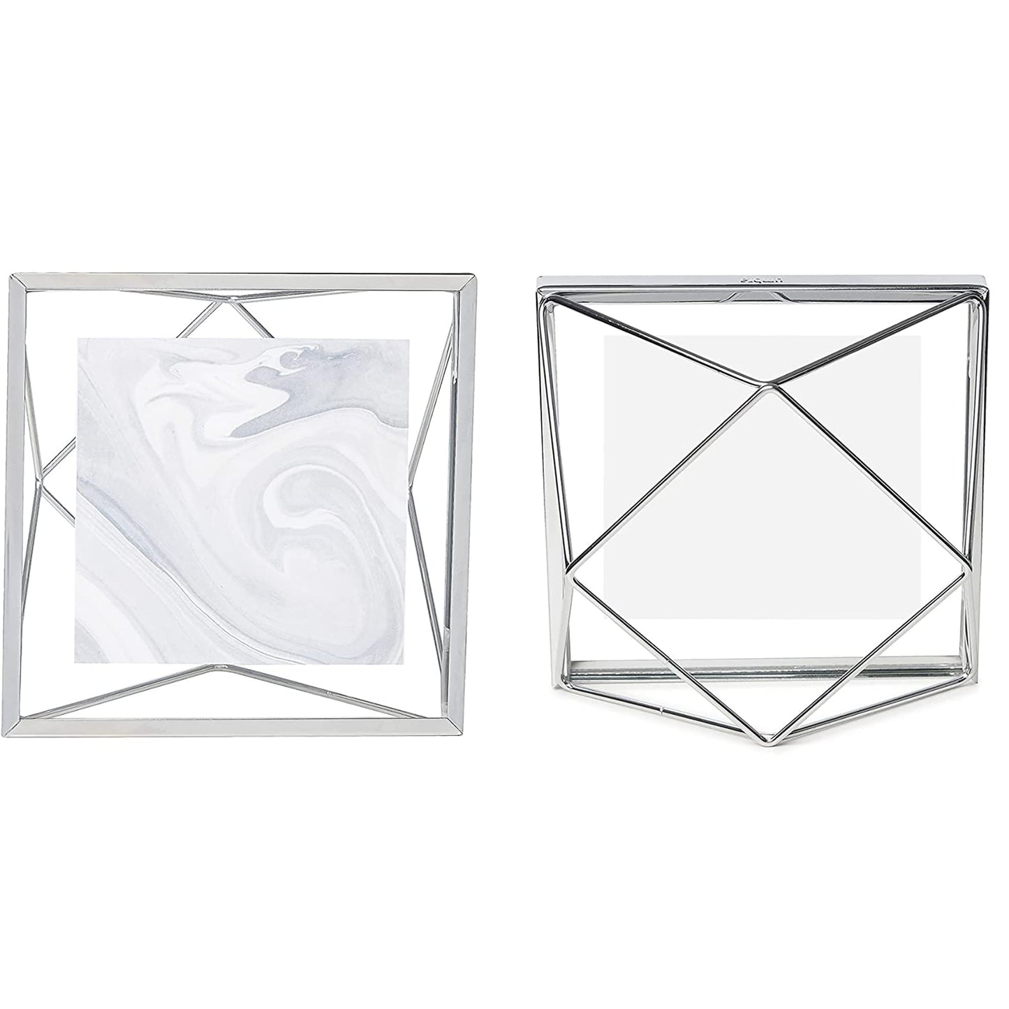 Geometric Picture Frame Prisma Picture Frame Photo Display for Desk or Wall Photo Display 4x4- Silver