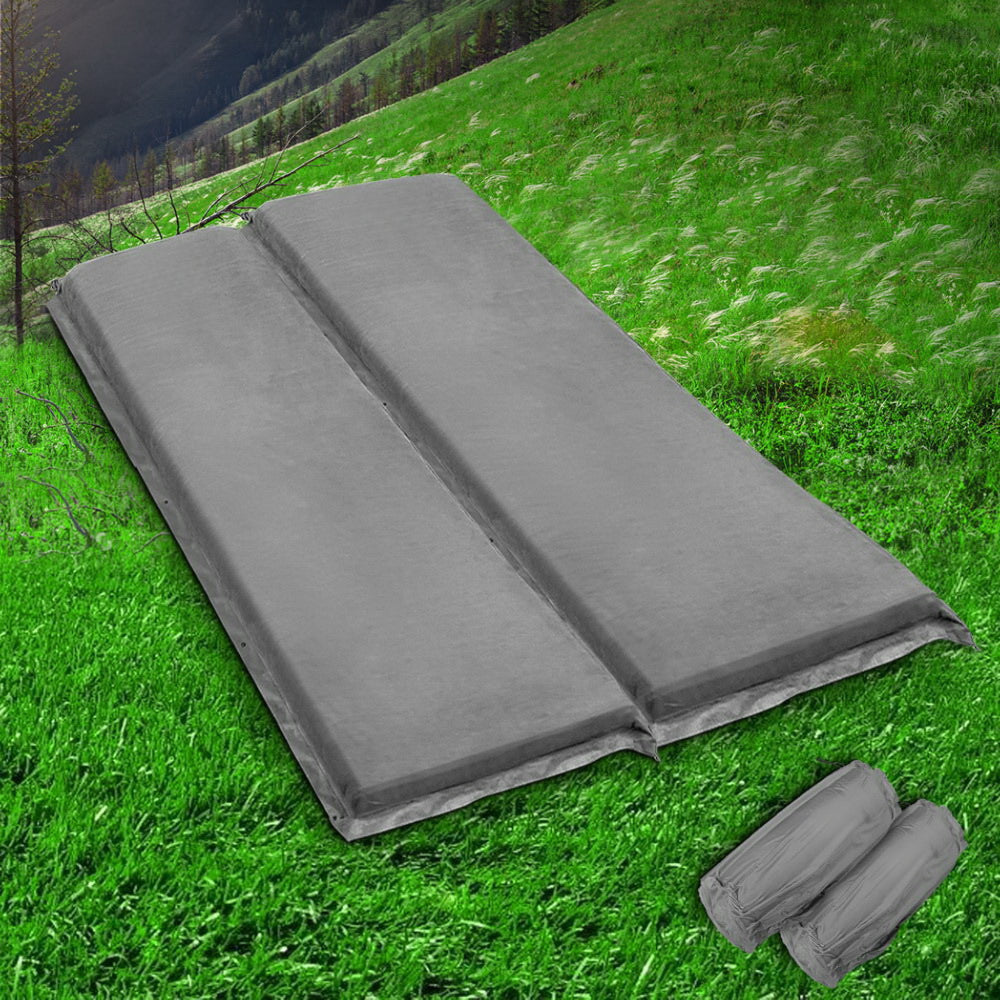 Camping Self Inflating Sleeping Mat Air Bed Double - Grey