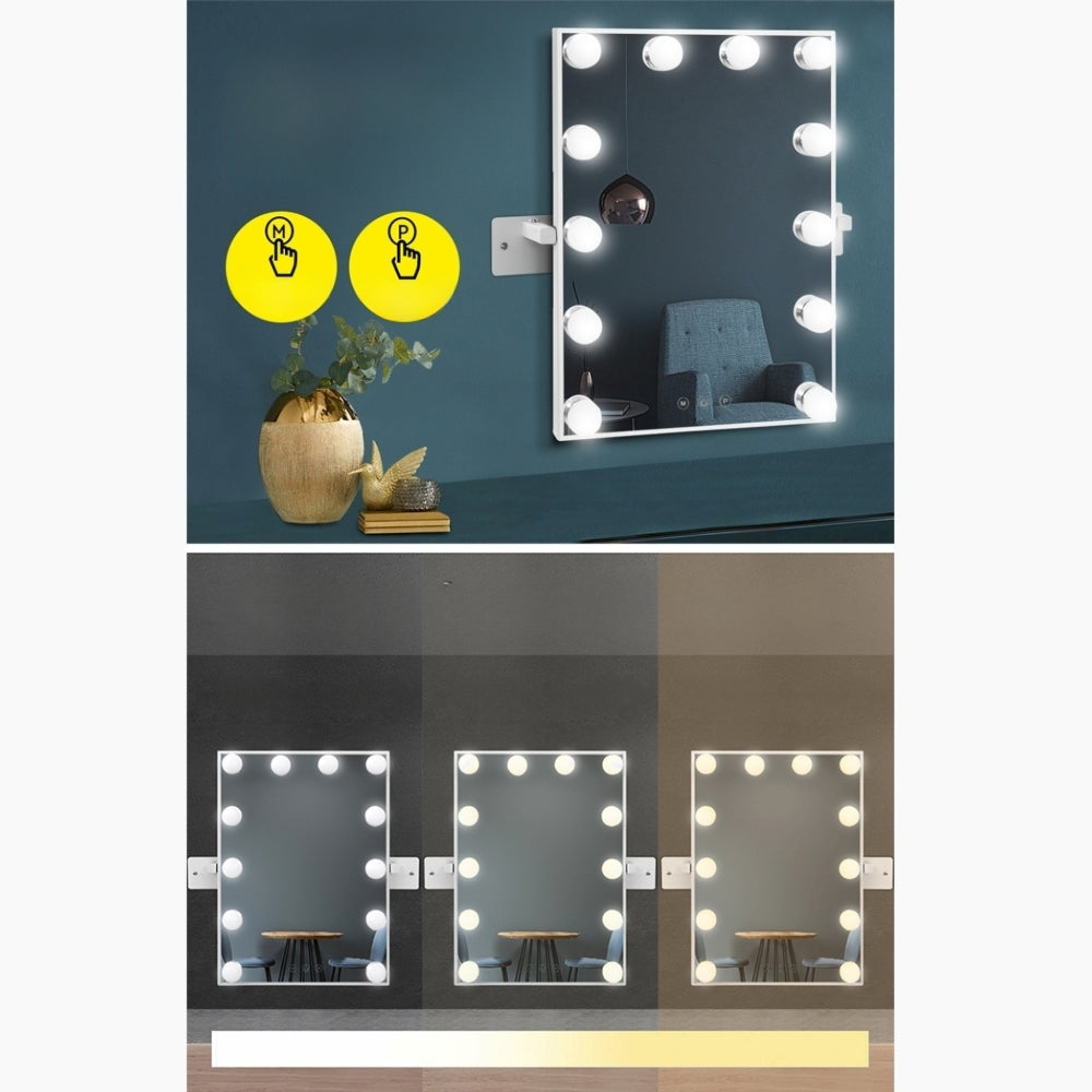 Hollywood Wall Makeup Mirror with Vanity Light  - 12 LED Bulbs