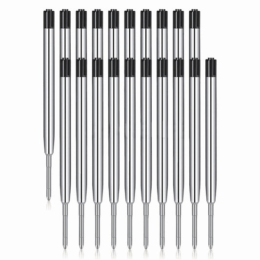 20pcs Refill Ink Cartridges for Parker Pens Black Ballpoint Medium