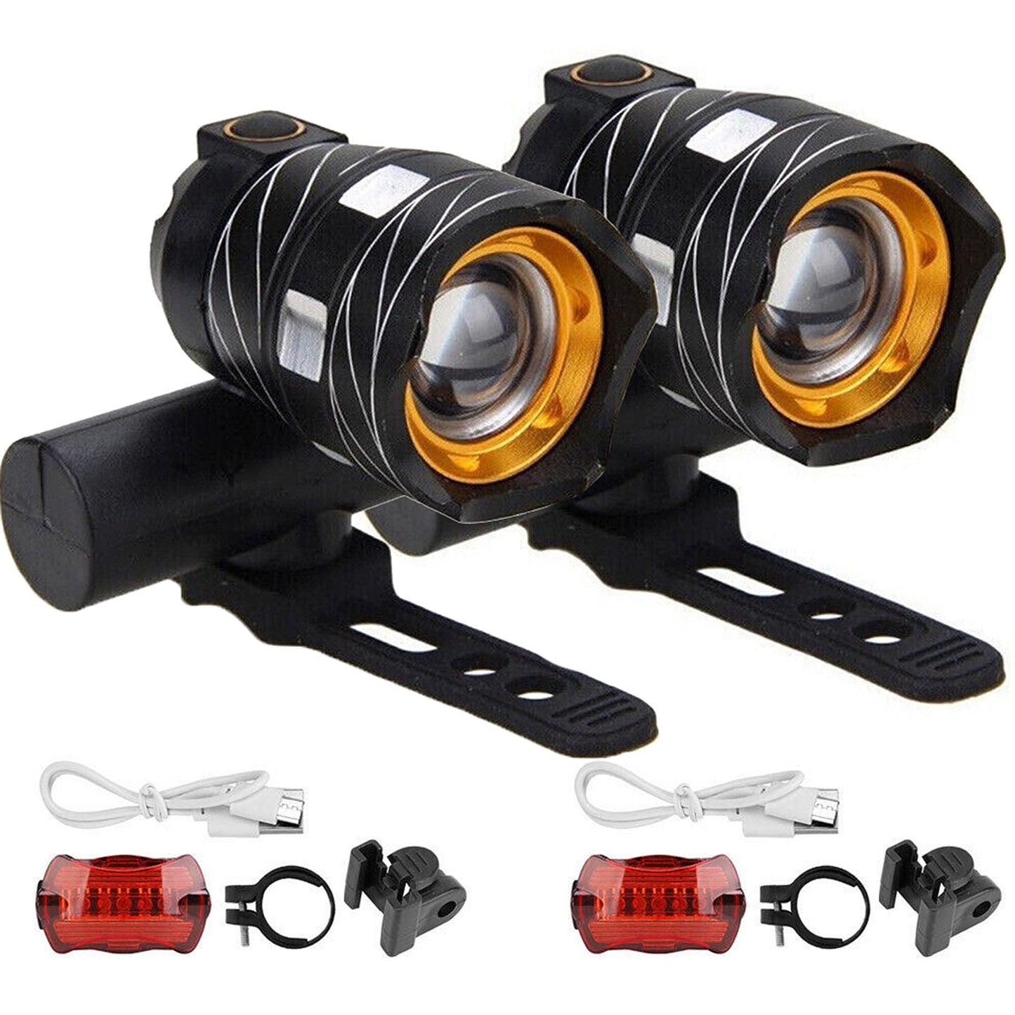 Waterproof USB Rechargeable Bicycle Light LED Front Back Headlight Bike