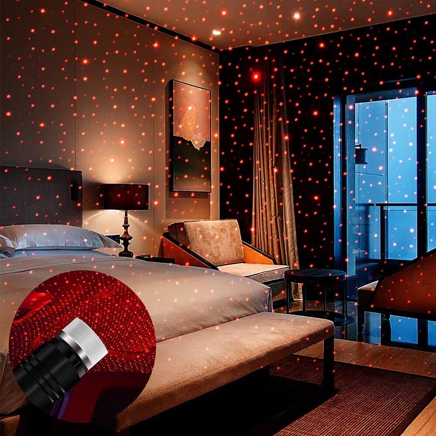 2pcs USB Mini Star LED Projector Light Night Atmosphere Lamp for Home and Car