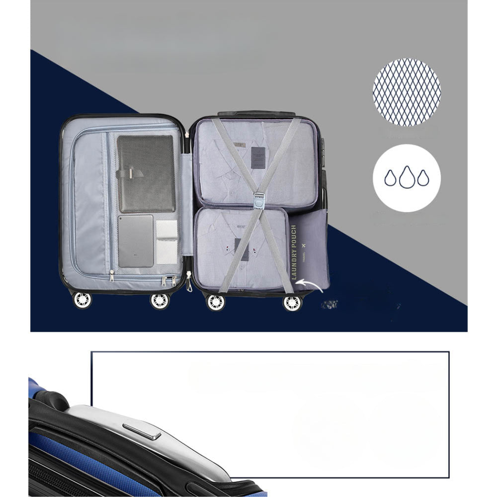 3pcs Luggage Set Travel Suitcase Storage Organiser TSA lock Blue