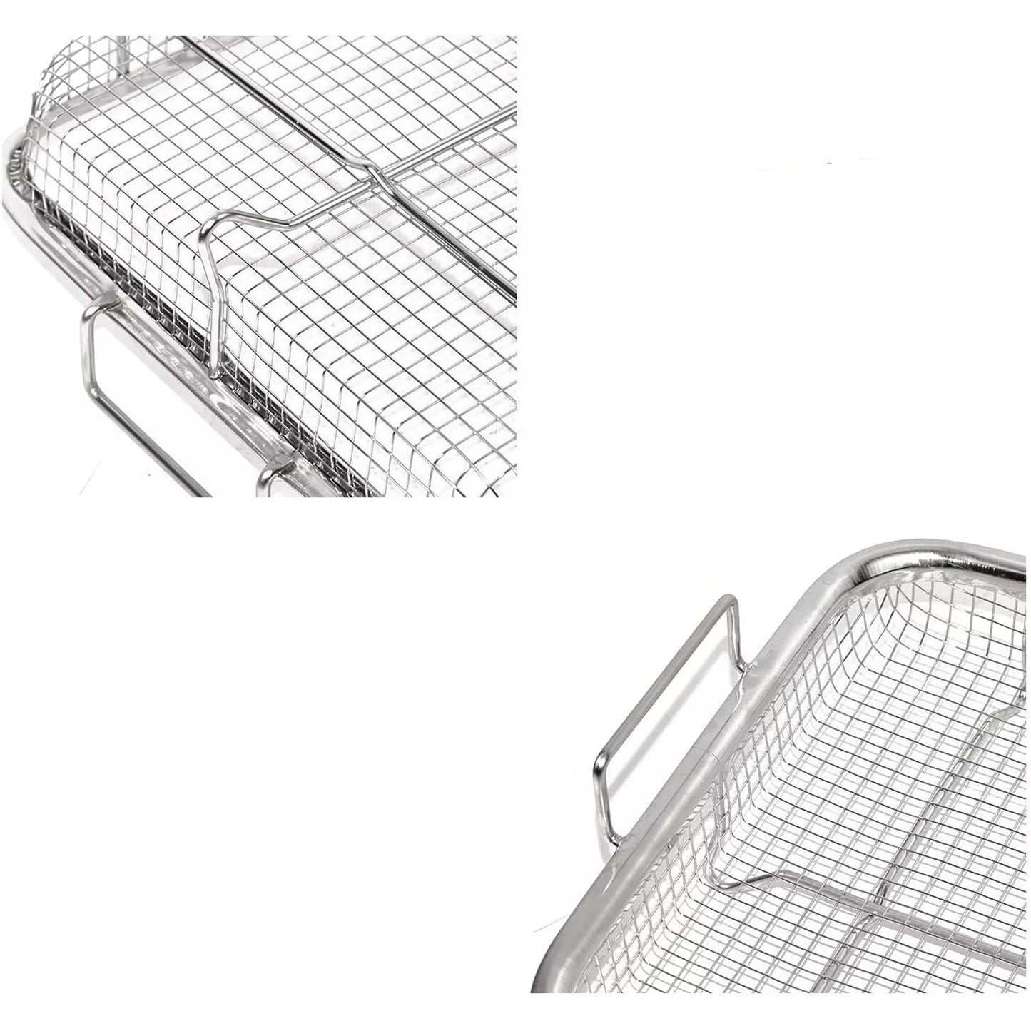 2 Piece Stainless Steel Air Fryer Basket Set for Oven 32x22 cm - Silver