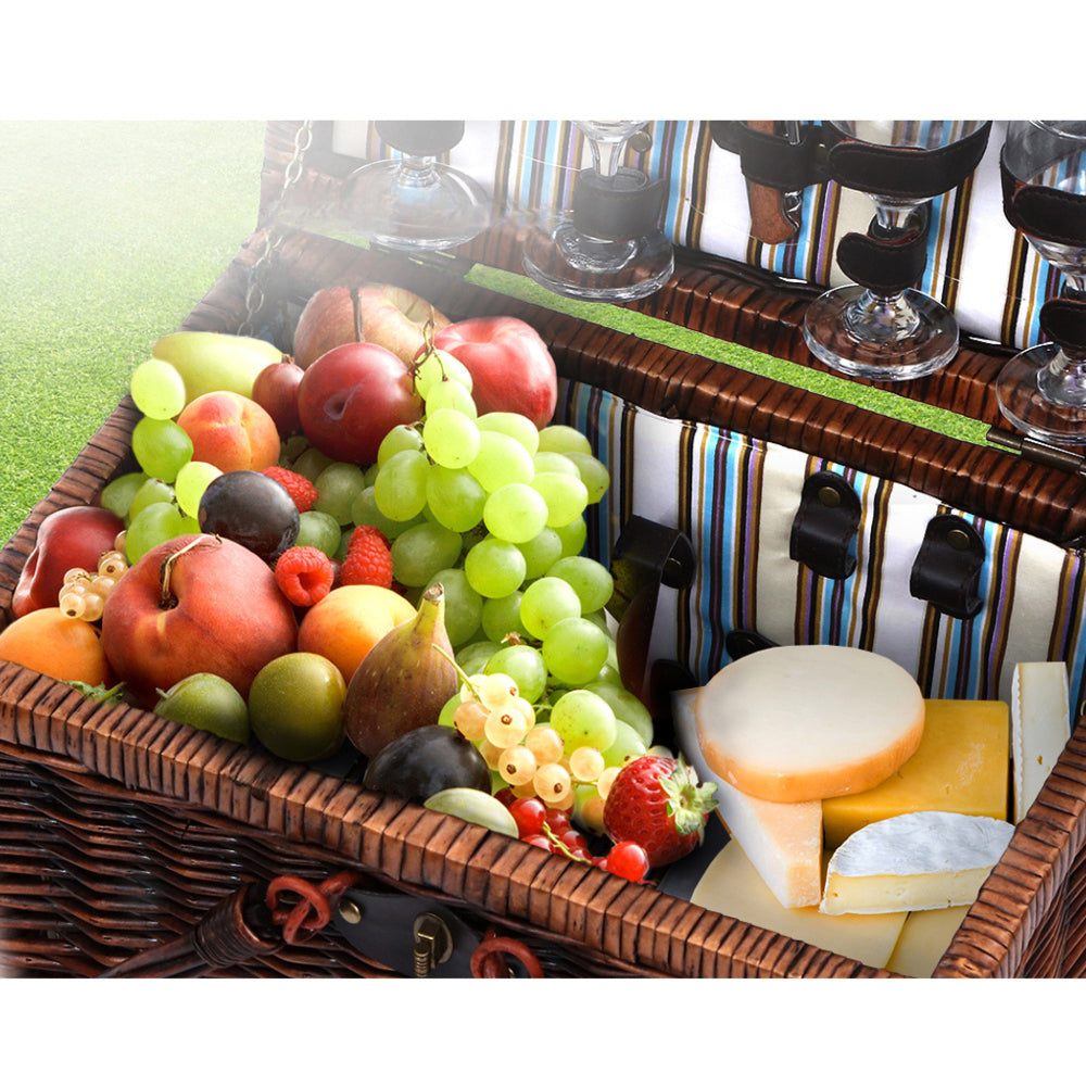 4 Person Picnic Basket Set Deluxe Folding Outdoor Insulated Liquor bag