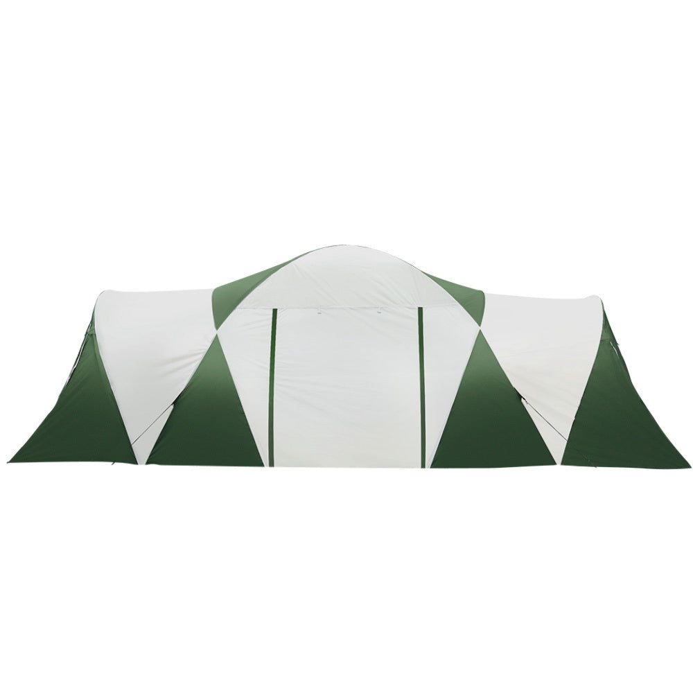 Camping Tent Hiking Beach Tents 3 Room Green - Fits 12 Person