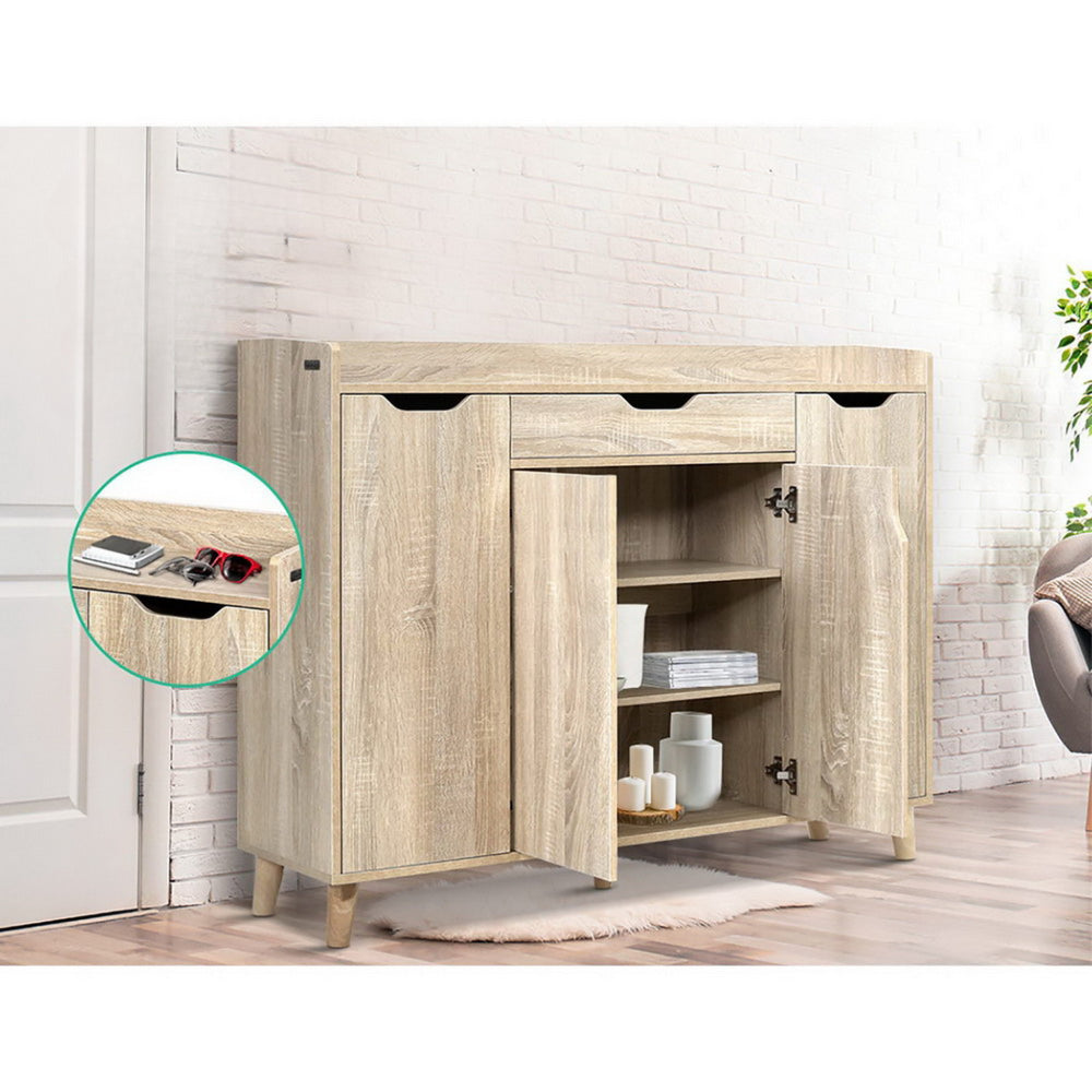 Shoe Cabinet Shoes Storage Rack 120cm Organiser Drawer Cupboard Wood