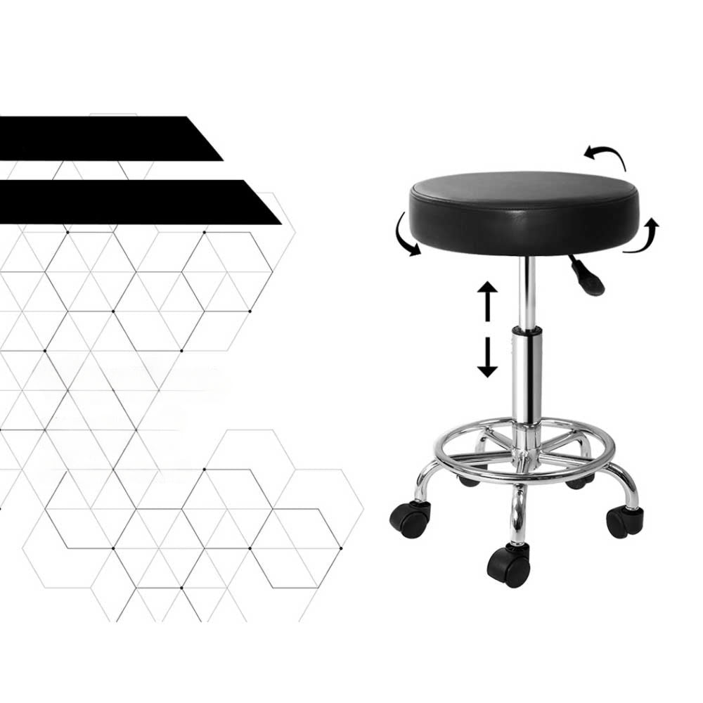 Round Salon Stool Black PU Swivel Barber Hair Dress Chair