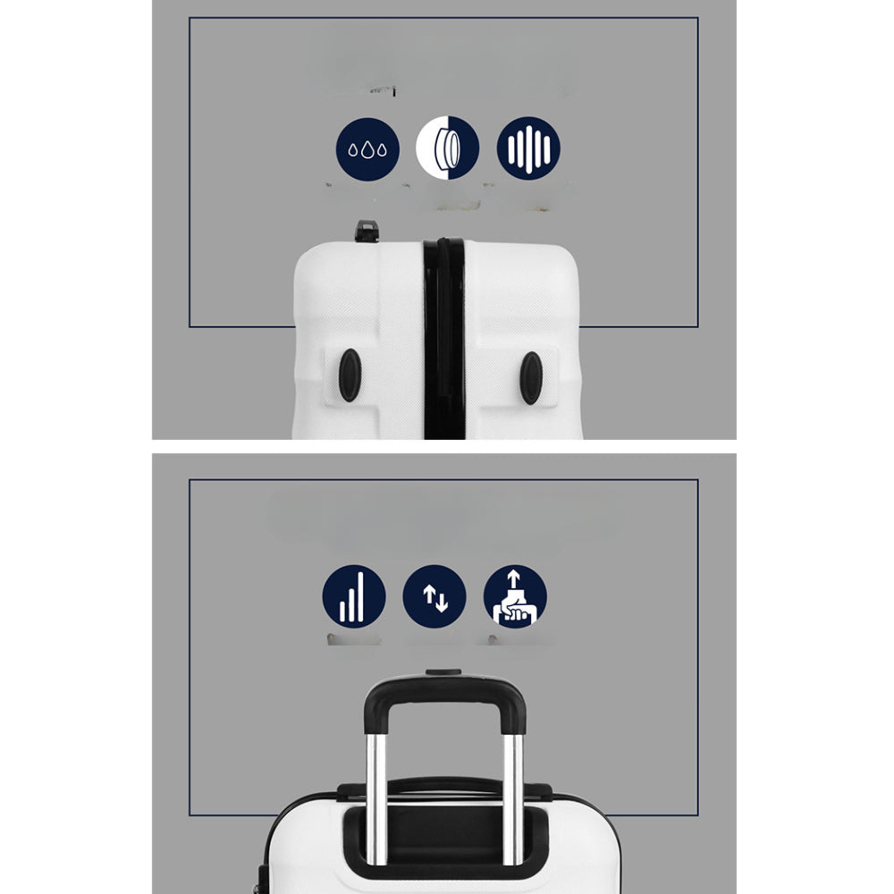 3pcs Luggage Trolley Set Travel Suitcase TSA Hard Case White