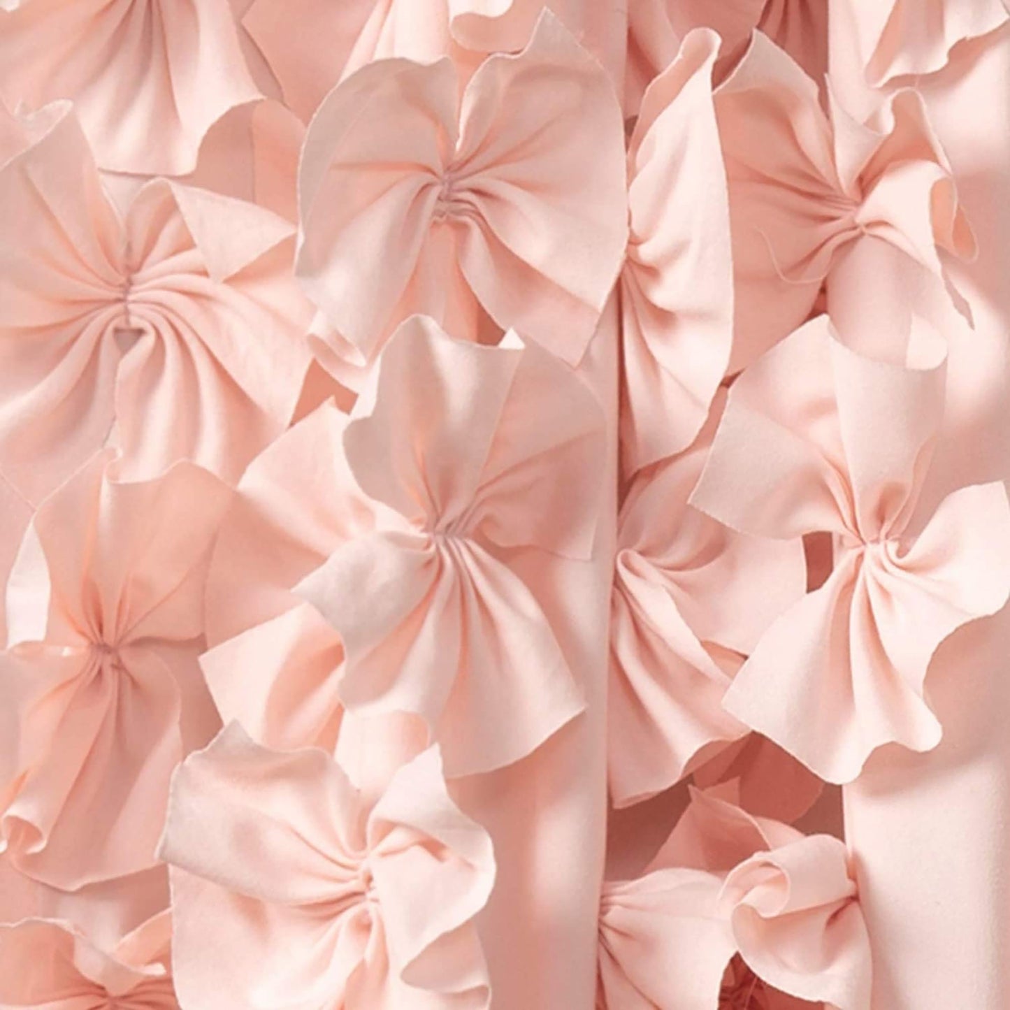 Sheer Ruffled Textured Bow Window Curtain 54x84 Inches - Blush