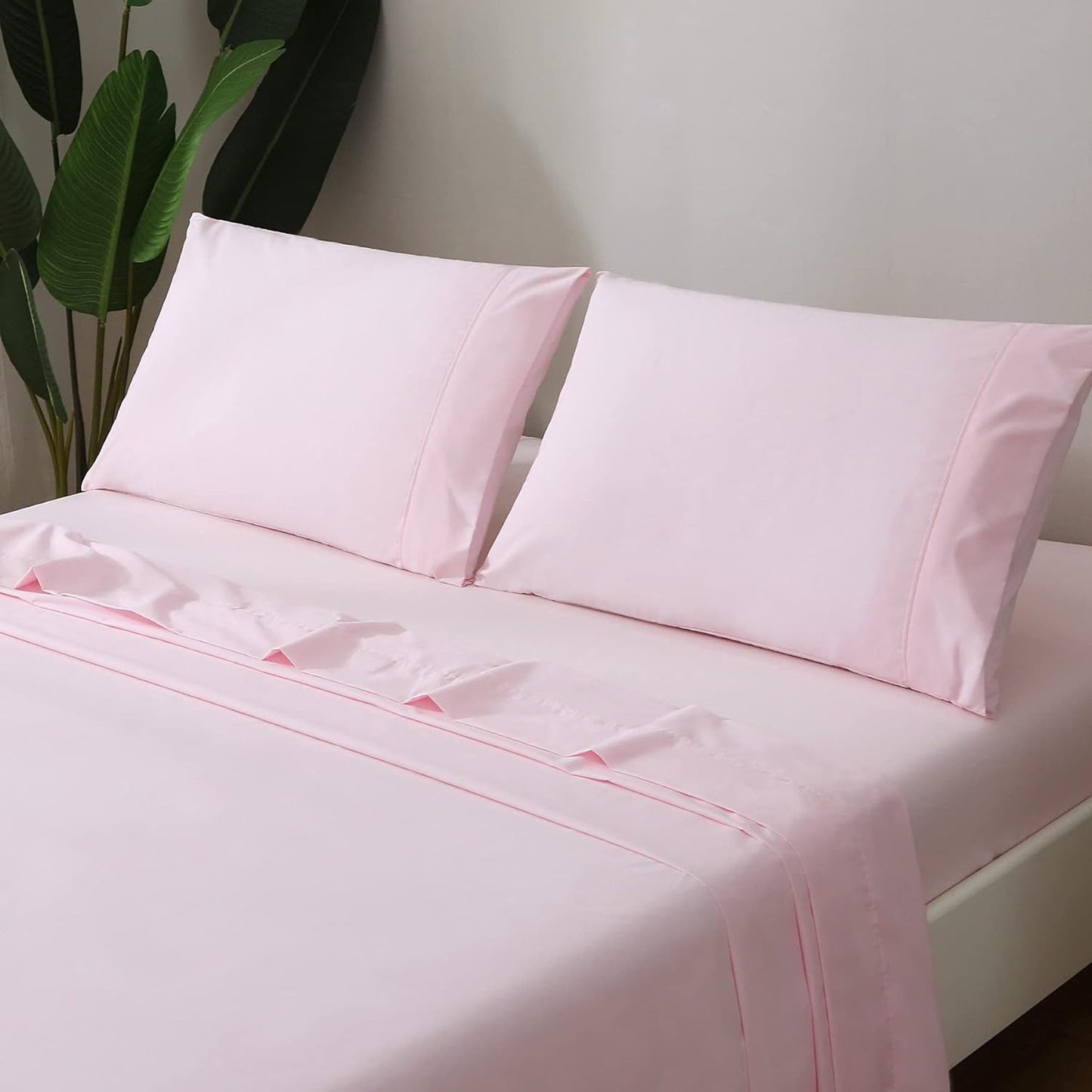 300 Thread Count Sheet Set 50% Cotton 50% Polyester Bed Sheet Set - Light Pink