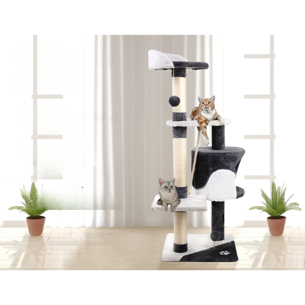 Cat Tree Scratching Post Tower House Furniture Wood Multi Level - 120cm