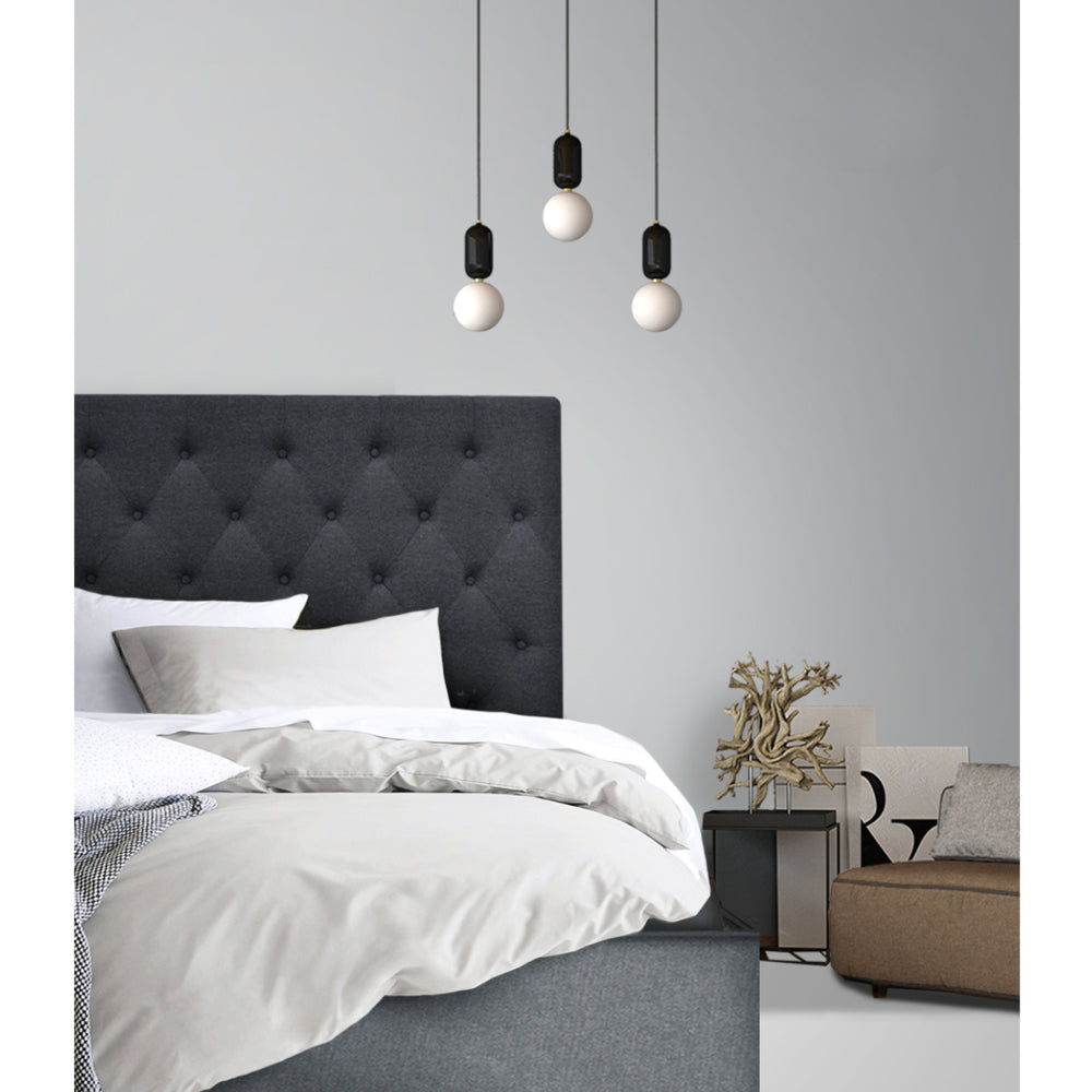 Double Size Bed Head Headboard Bedhead Fabric Frame Base Charcoal
