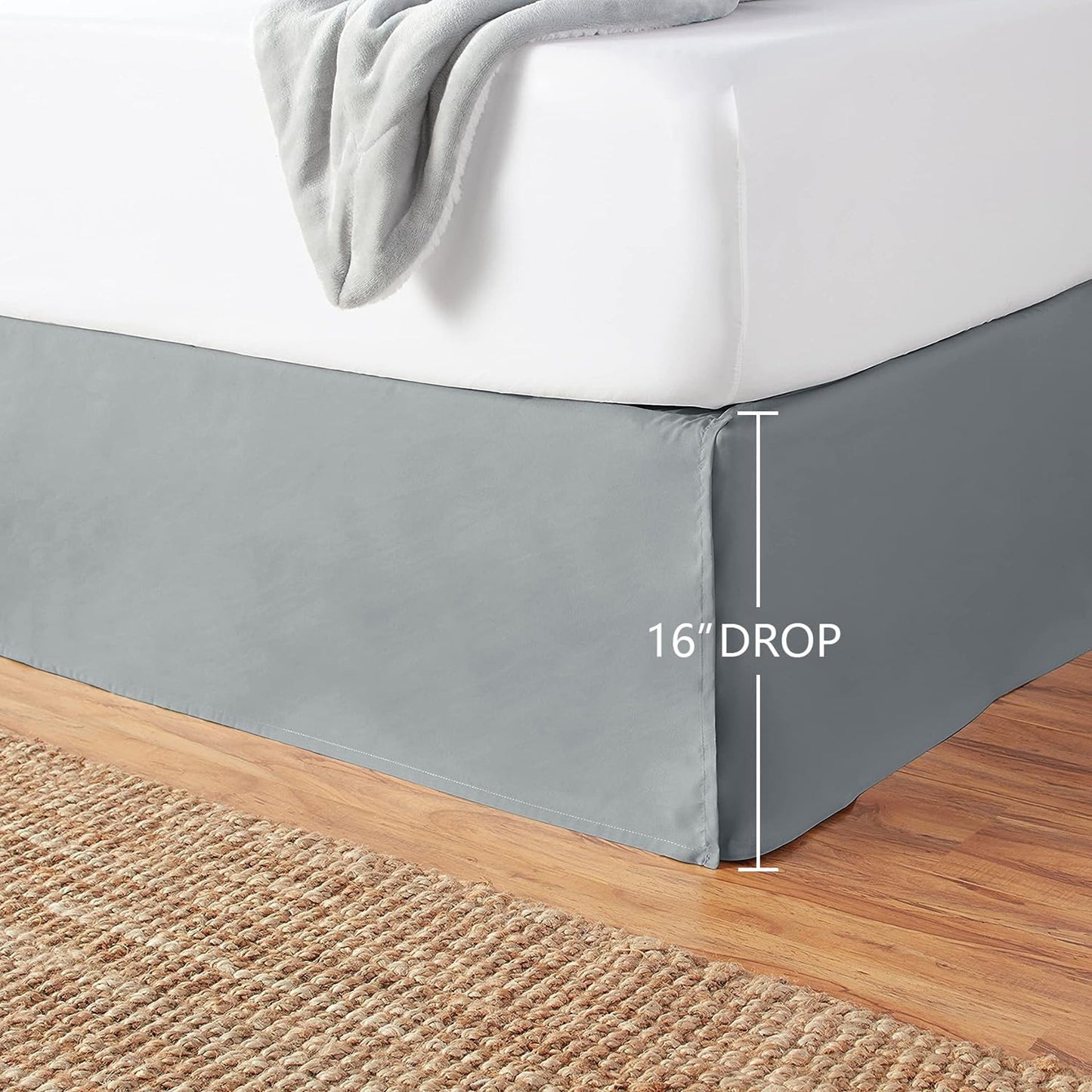 Polyester Lightweight Pleated Bed Skirt - Dark Grey