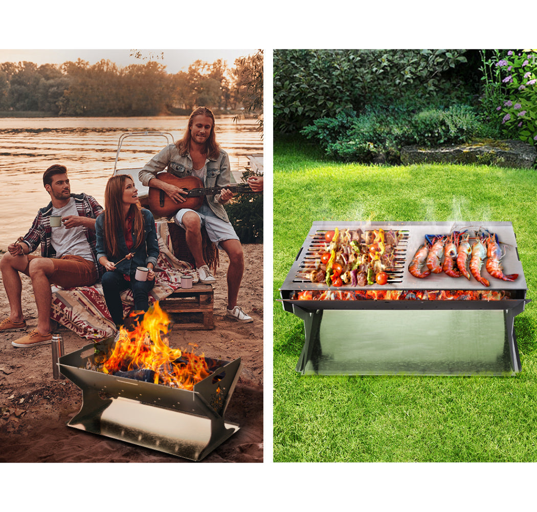 Fire Pit BBQ Outdoor Camping Portable Patio Heater Folding Packed Steel