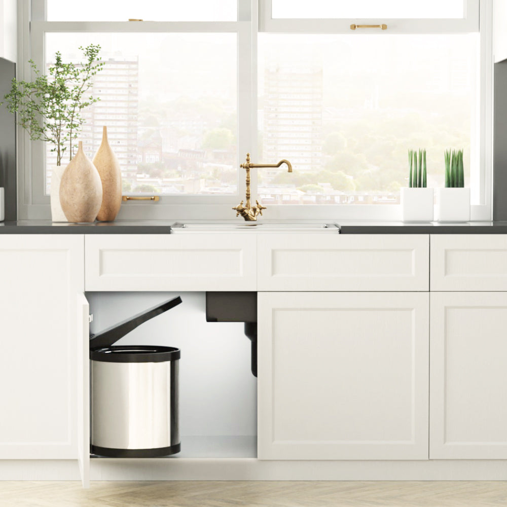 Kitchen Swing Out Pull Out Bin Stainless Steel Garbage Rubbish Can 12L