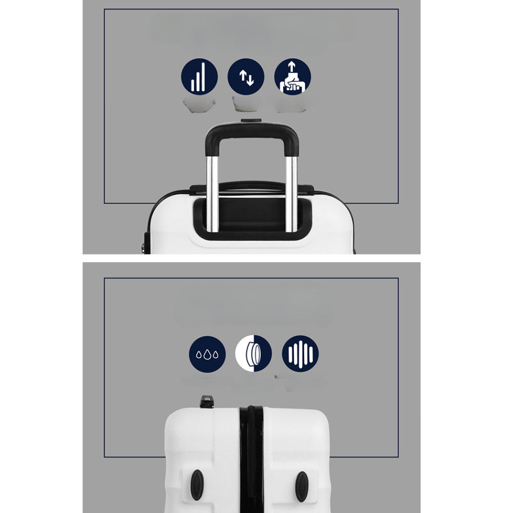 2pcs Luggage Trolley Set Travel Suitcase TSA Hard Case White