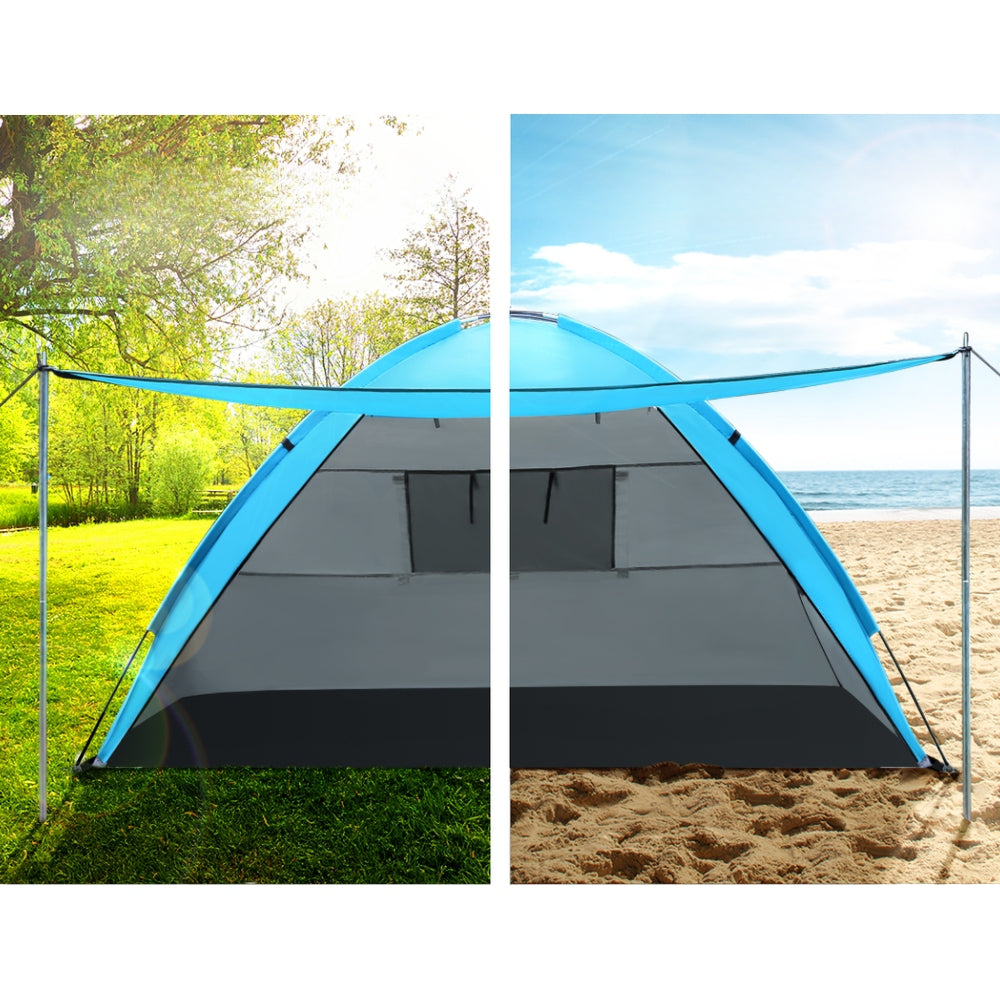 Camping Tent Beach Hiking Shade Shelter Fishing Blue - Fits 2 to 4 Person
