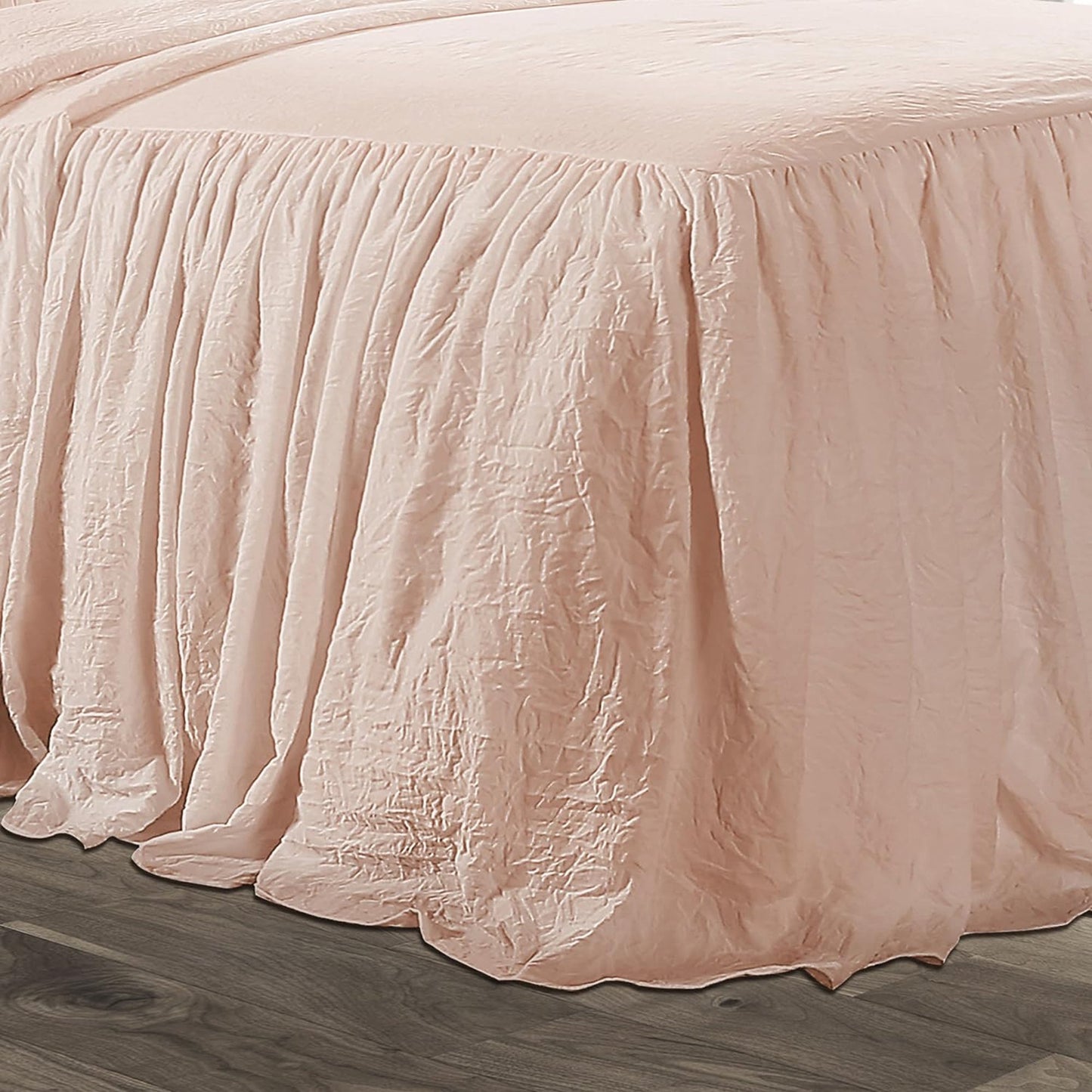 Vintage Chic Farmhouse Style Lightweight Ruffle Skirt Bedspread - Blush