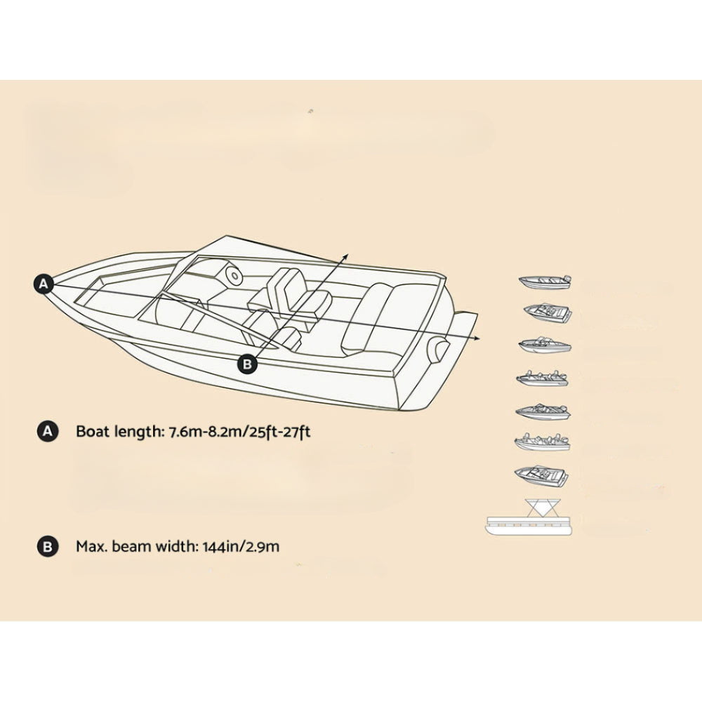 25 - 27ft Waterproof Boat Cover