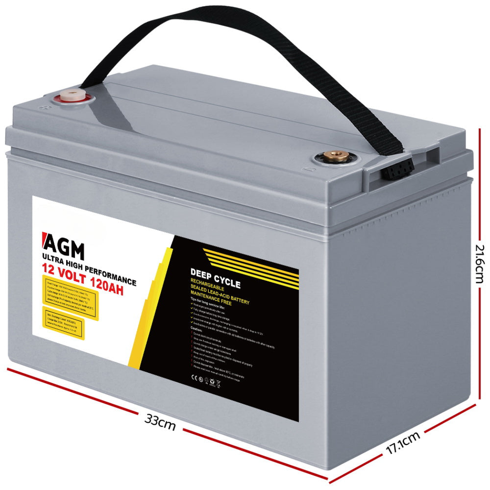 Solar Battery Marine Sealed Power Portable Box AGM 120Ah - 12V