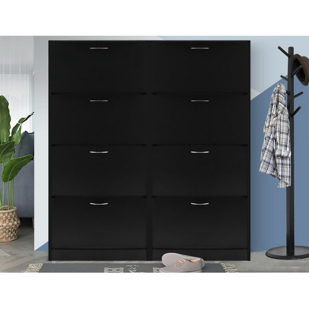 Shoe Cabinet Shoes Storage Rack Organiser 60 Pairs Black Shelf Drawer