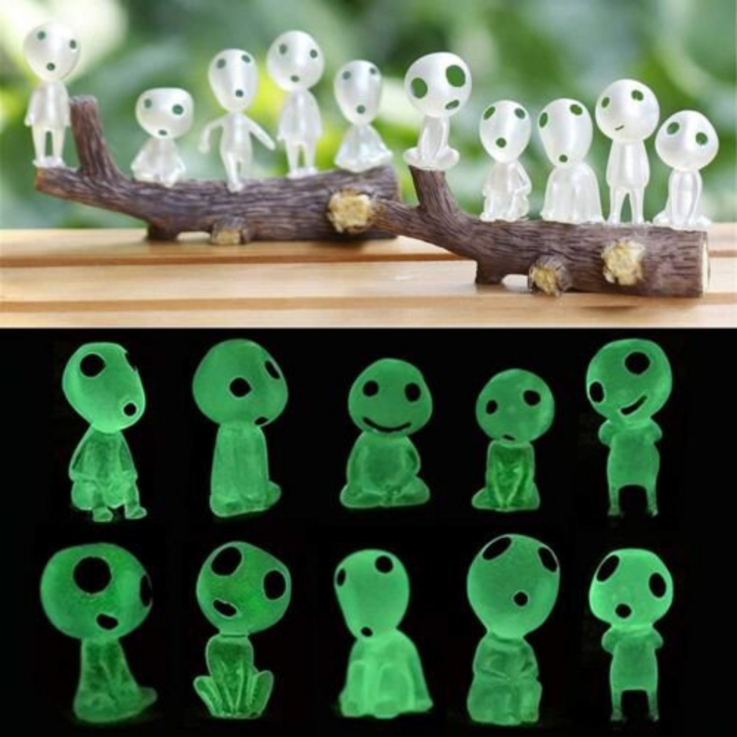 10pcs Resin Luminous Tree Elves Dolls Glow in The Dark Garden Home Ornaments