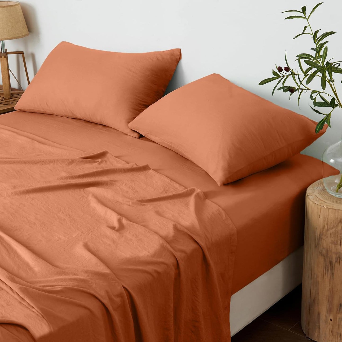 Premium 1800TC Breathable Ultra-Soft Microfibre Single Bed Sheet Set - Rust
