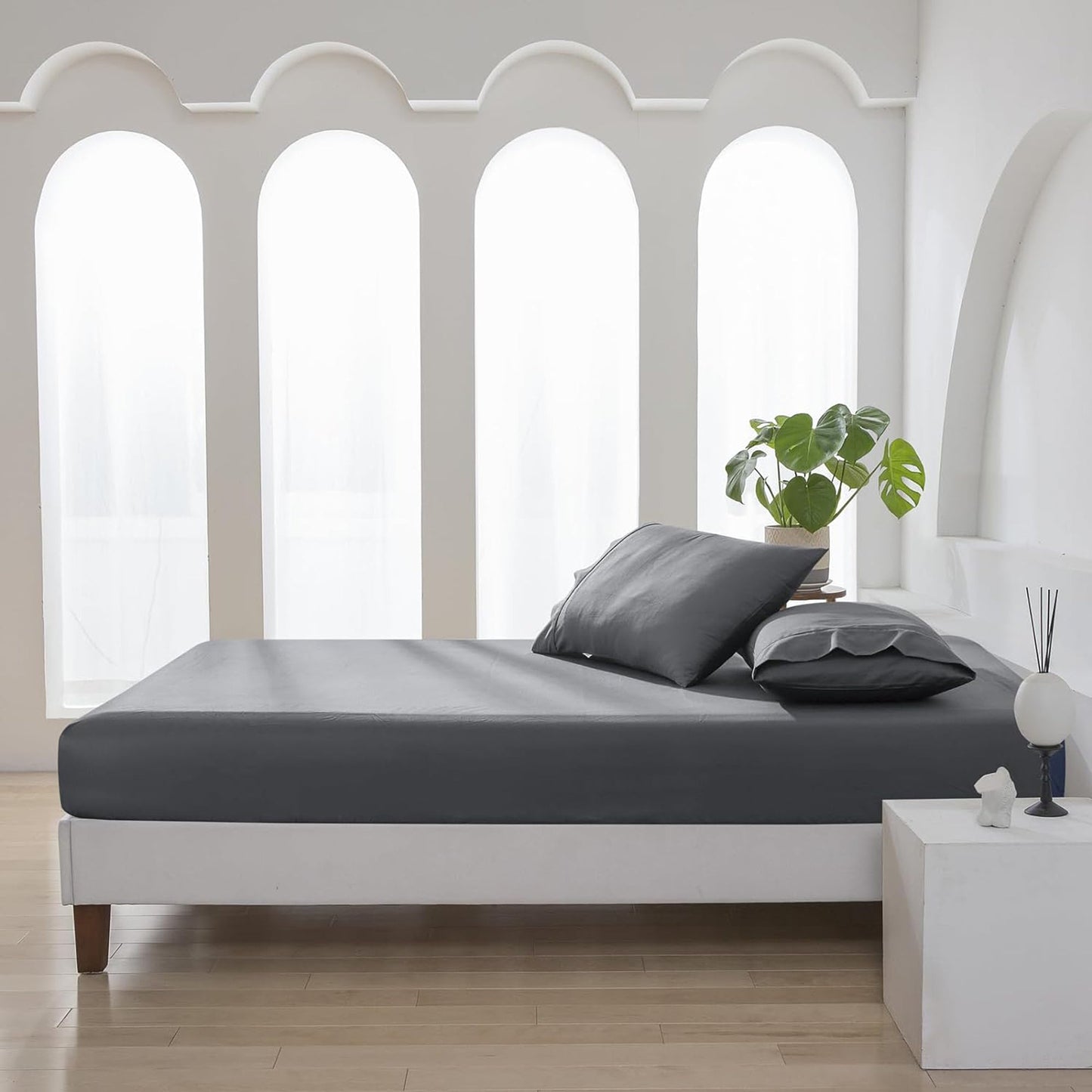 500TC Soft and Luxurious 100% Cool Breathable Cotton Bed Sateen Set - Charcoal