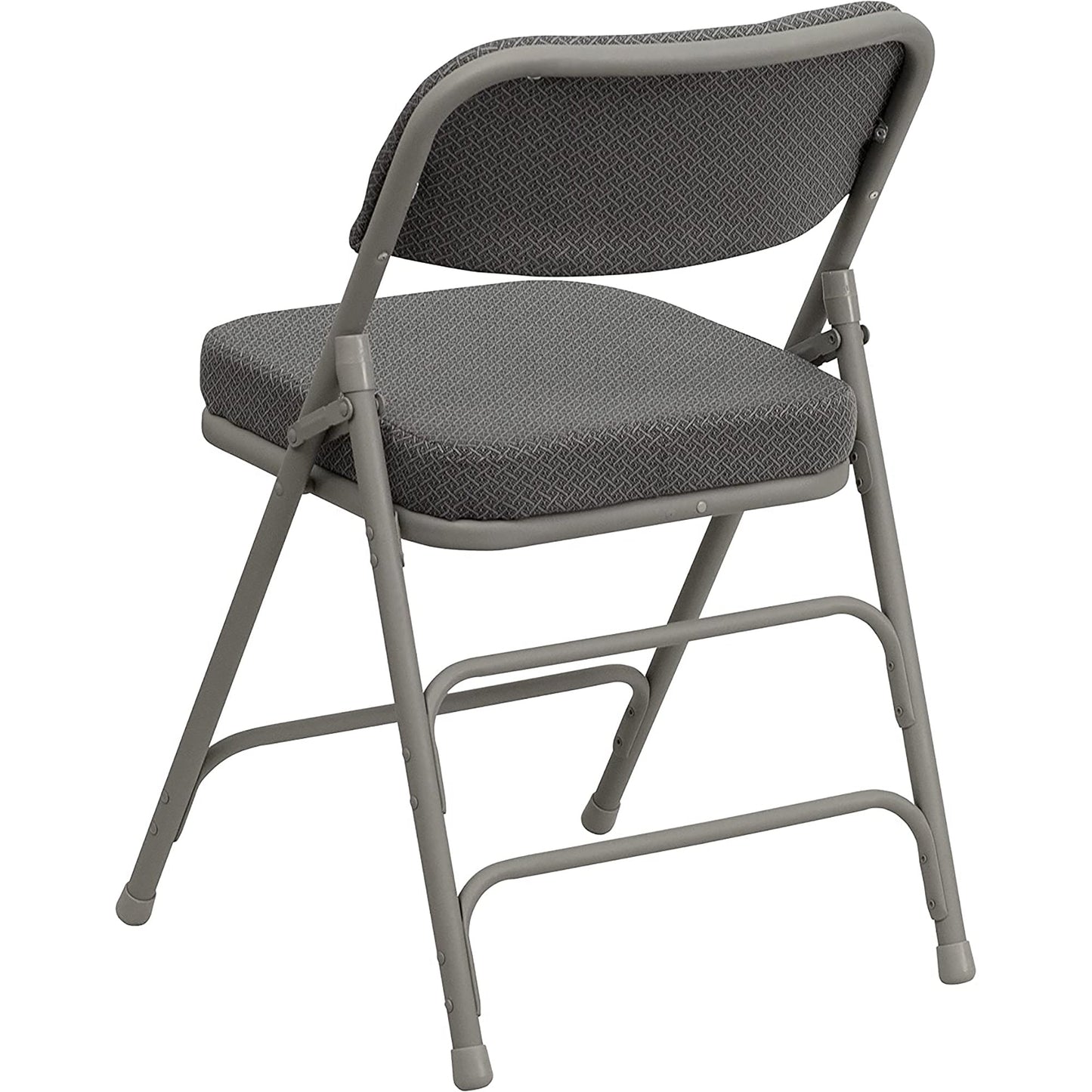 Premium Curved Triple Braced and Double Hinged Fabric Metal Folding Chair - Gray